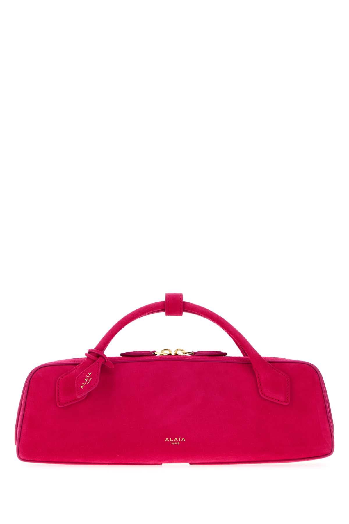 Fluo pink suede Teckel handbag