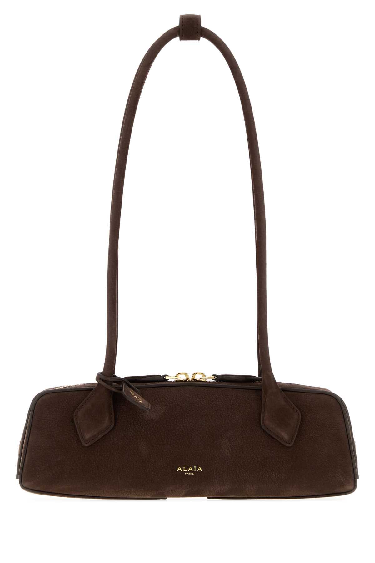 Brown nabuk Teckel shoulder bag