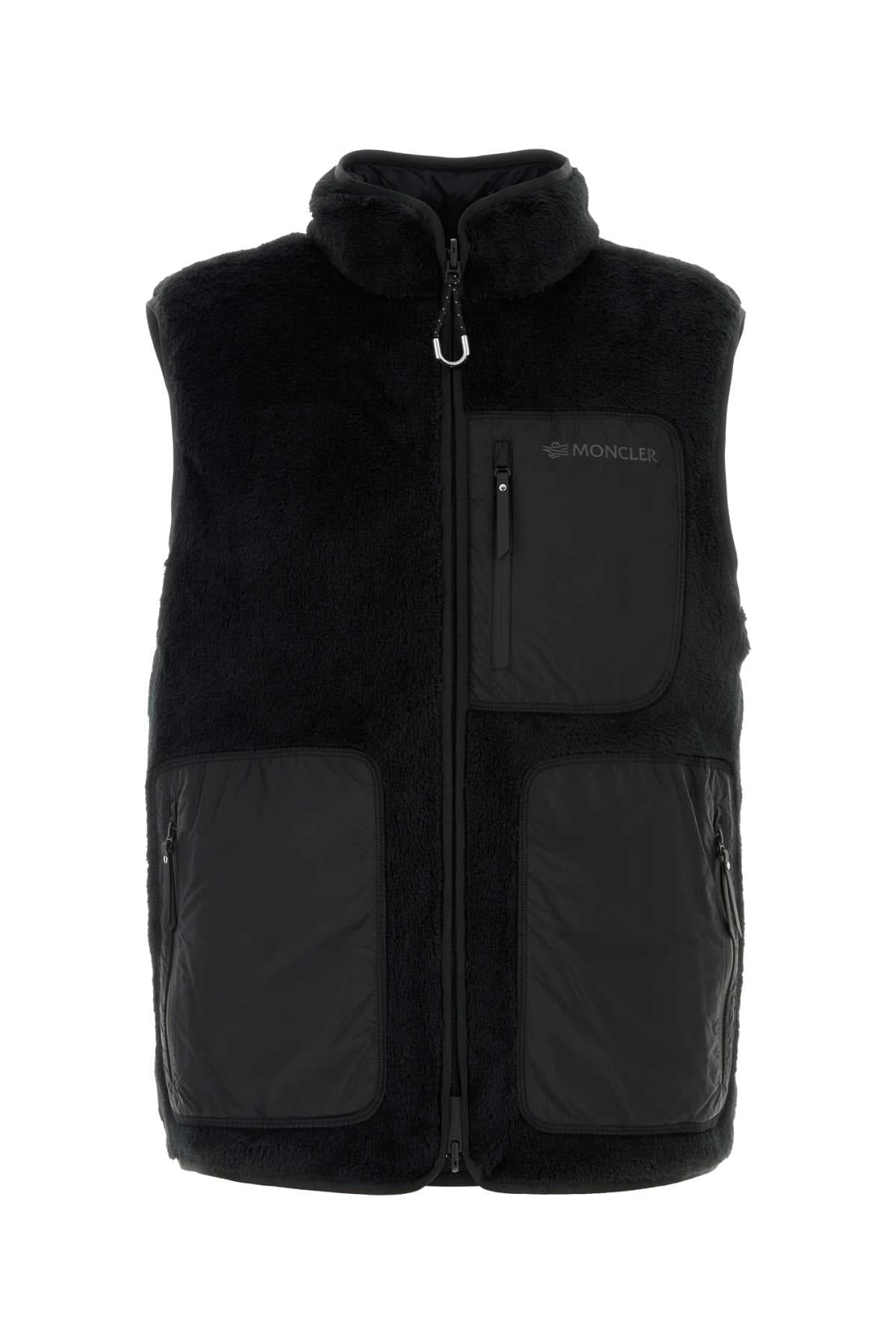 Black eco fur reversible down jacket