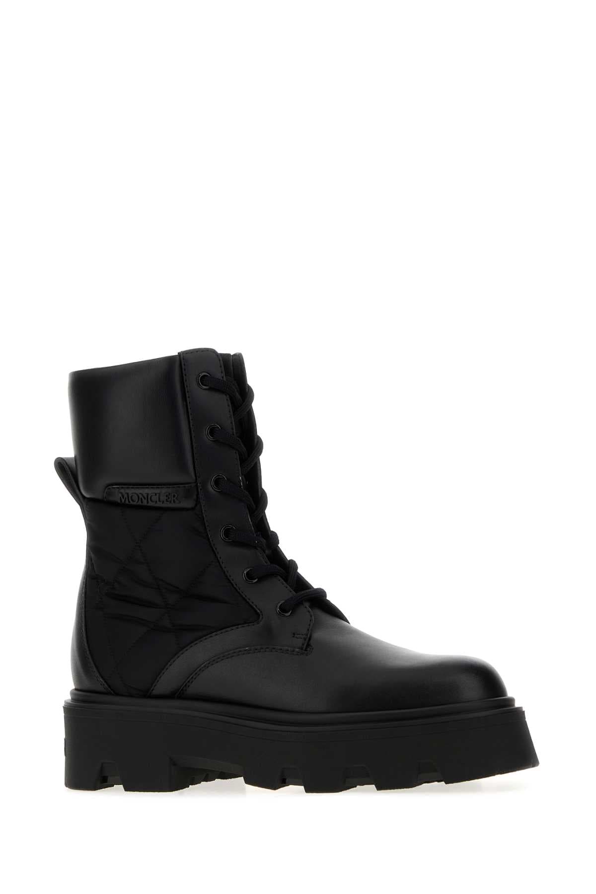 Black leather and fabric Aurea ankle boots - мініатюра 2