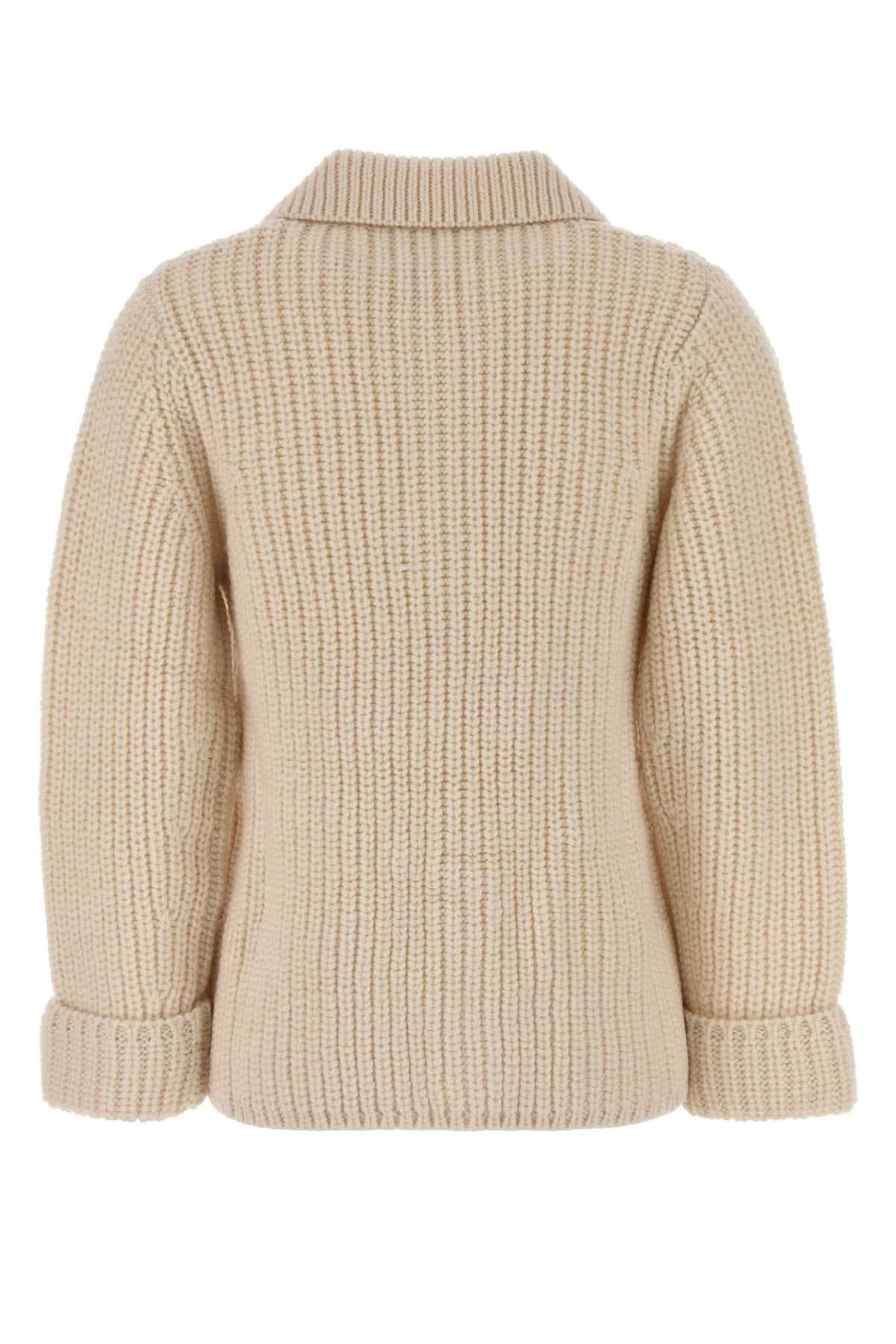 Cream wool blend Delinda cardigan - мініатюра 2