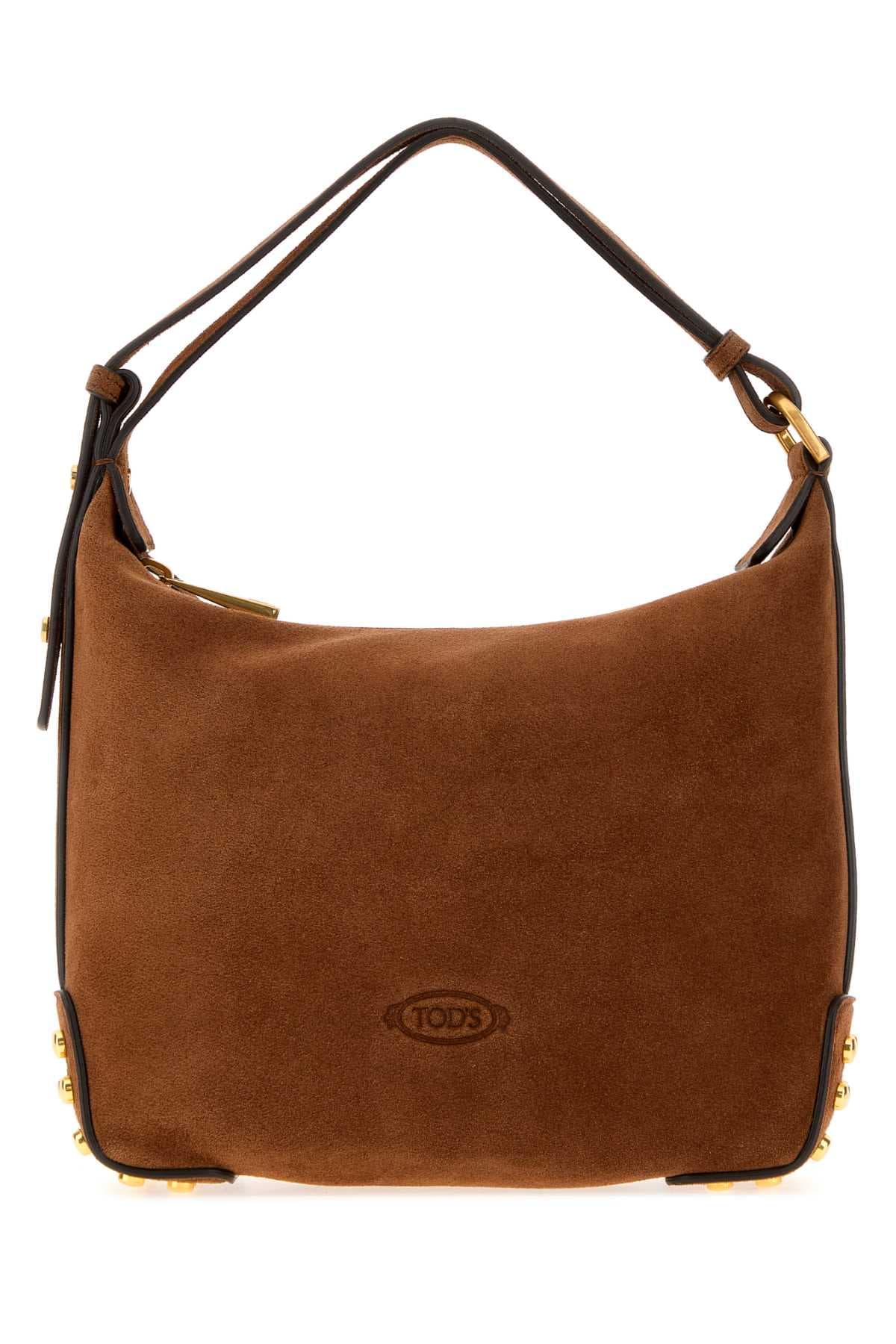 Brown suede mini shoulder bag