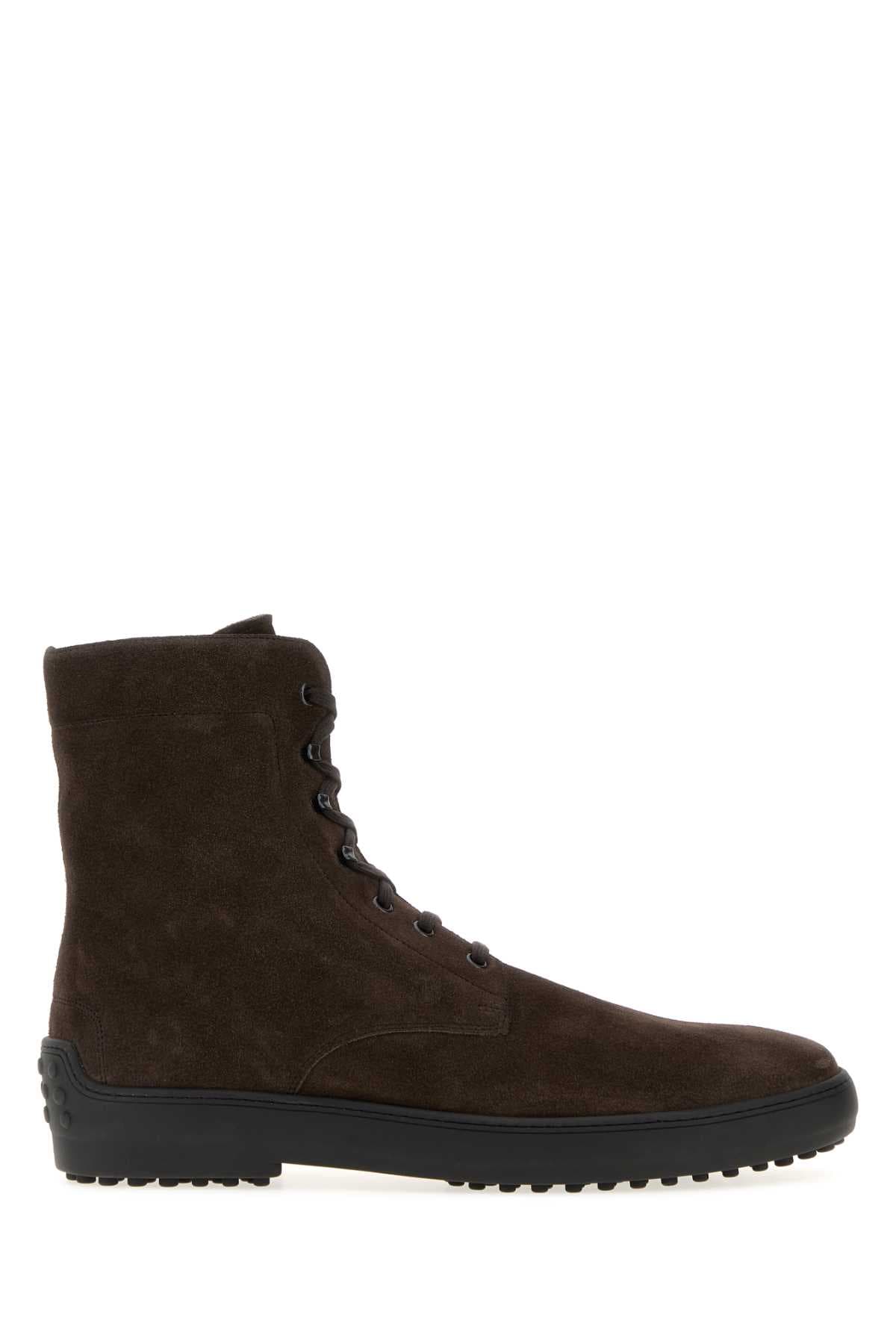 Dark brown suede ankle boots