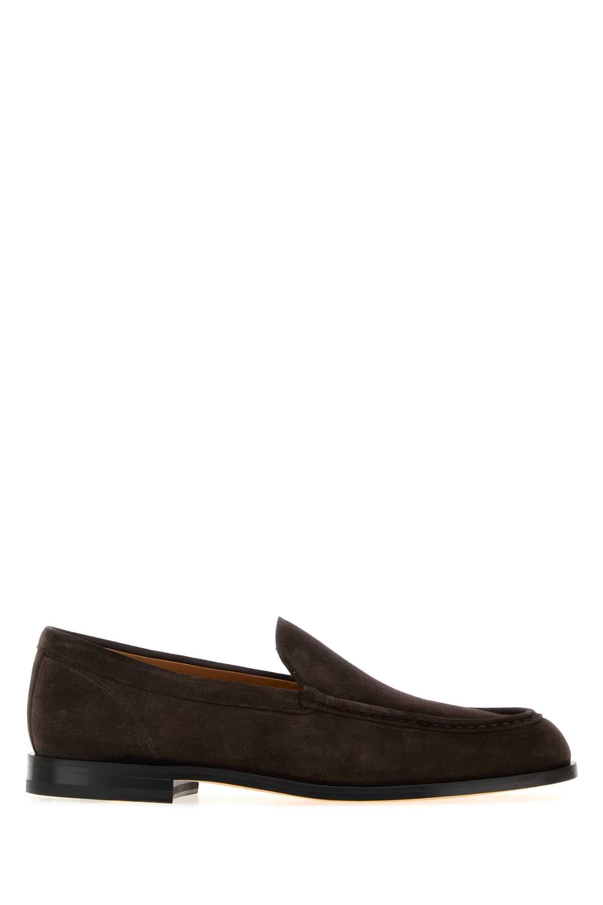 Dark brown suede loafers