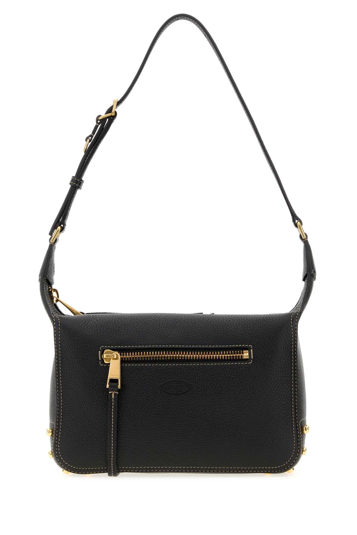 Black leather shoulder bag