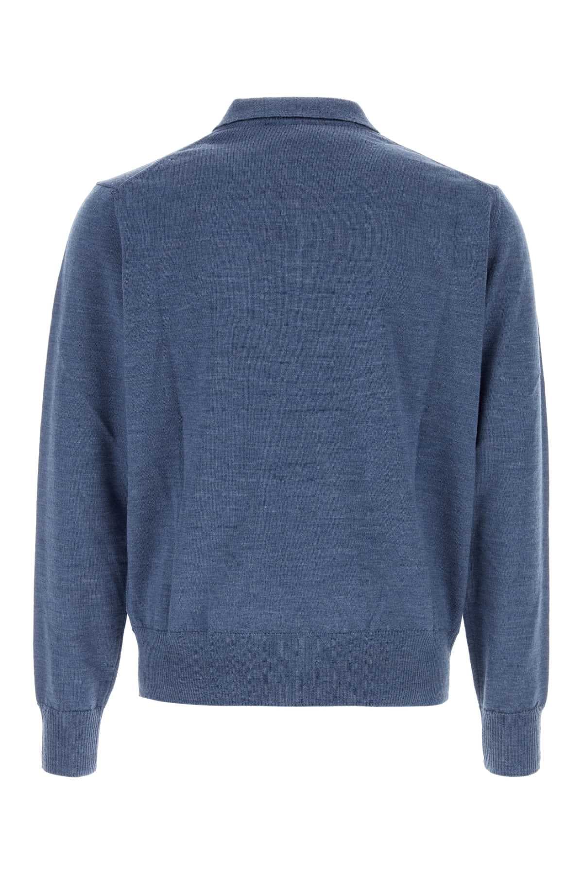 Air force blue wool Mark polo shirt - мініатюра 2