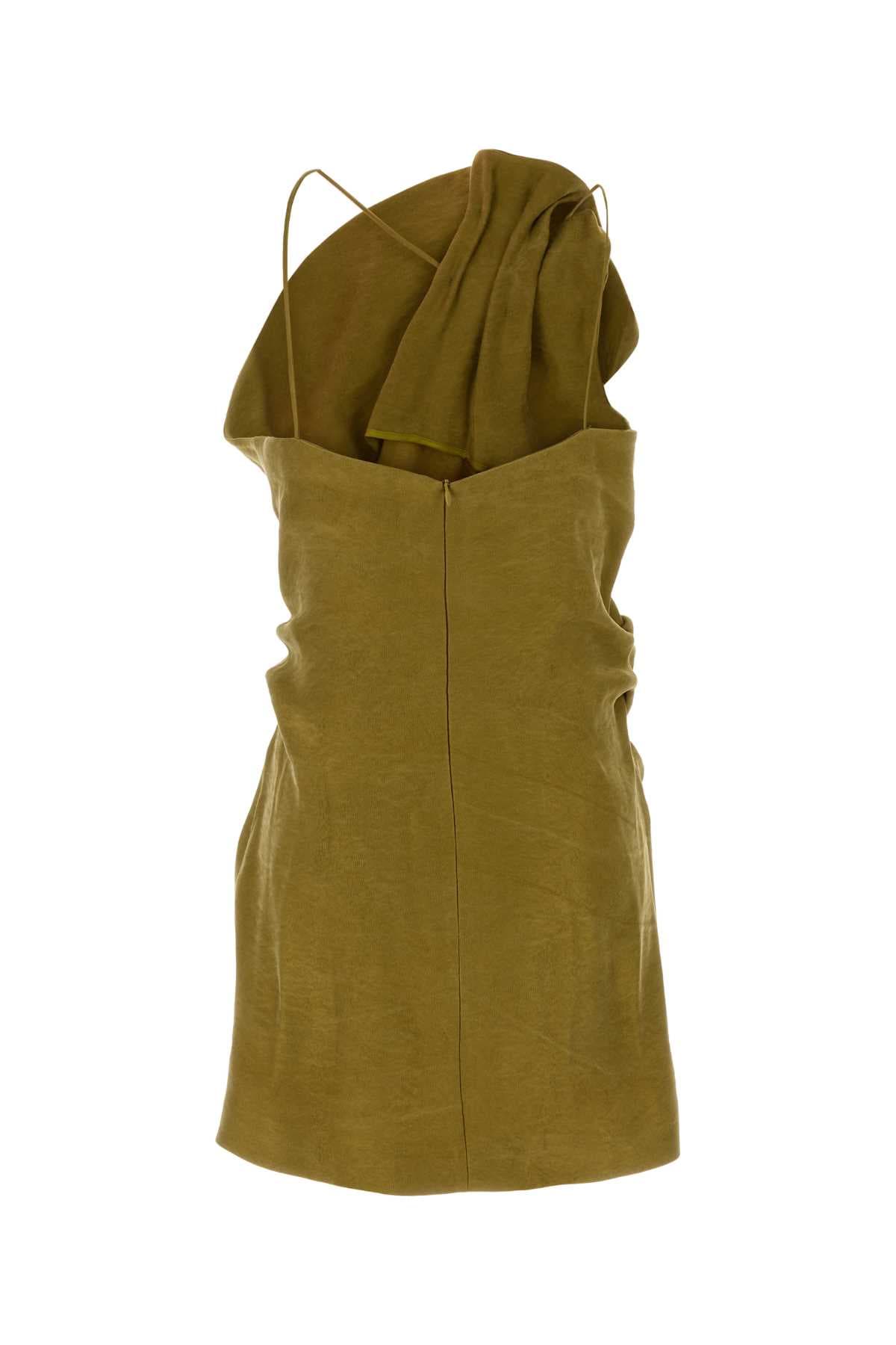 Sage green silk mini dress - мініатюра 2