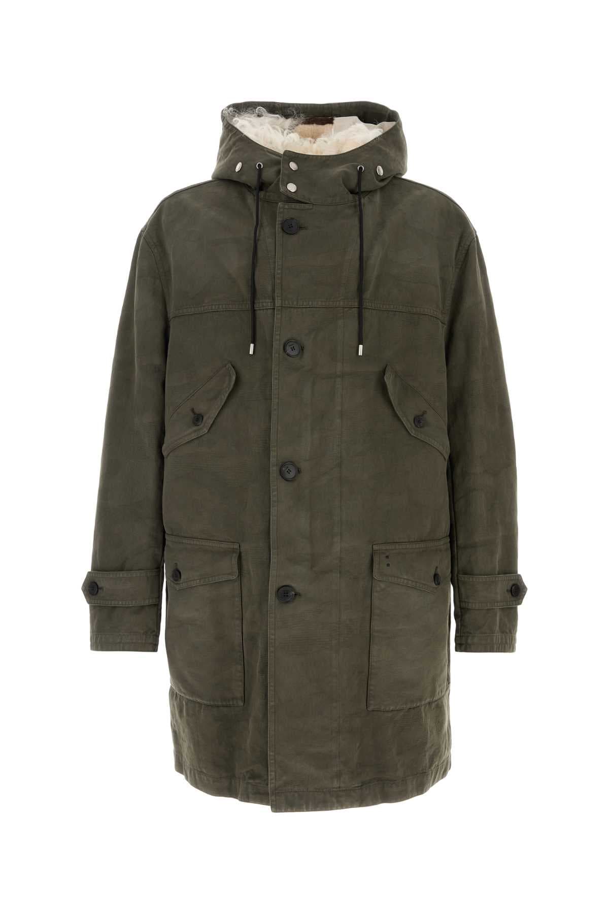 Army green cotton parka coat