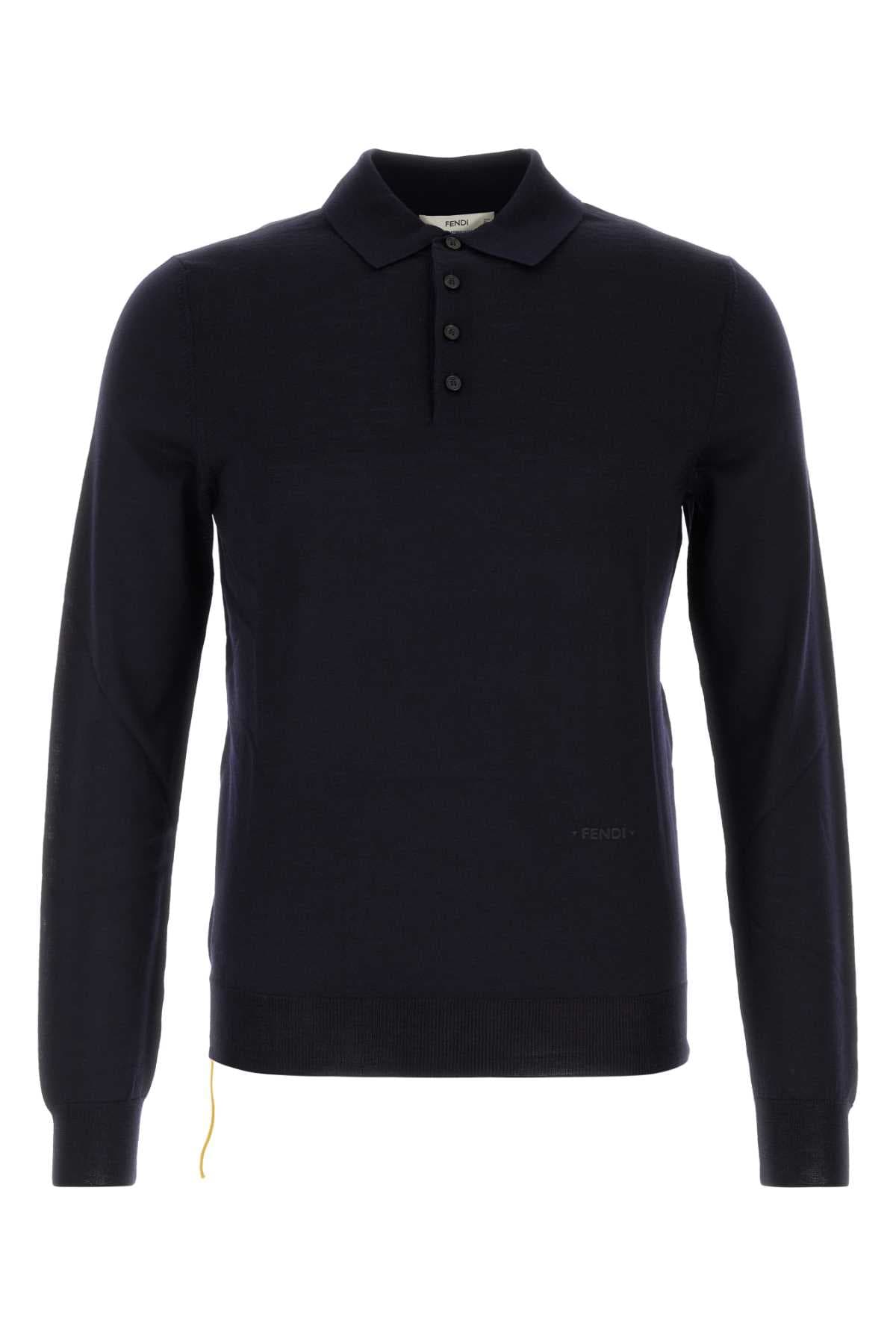 Midnight blue stretch wool polo shirt