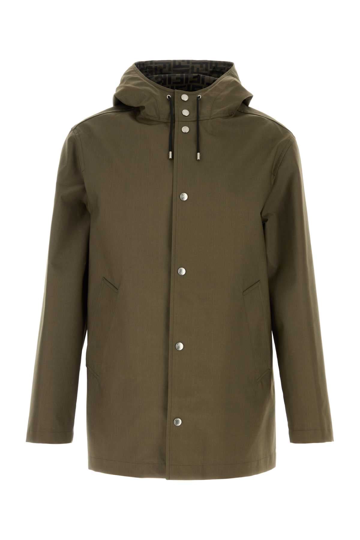 Army green jacquard parka coat