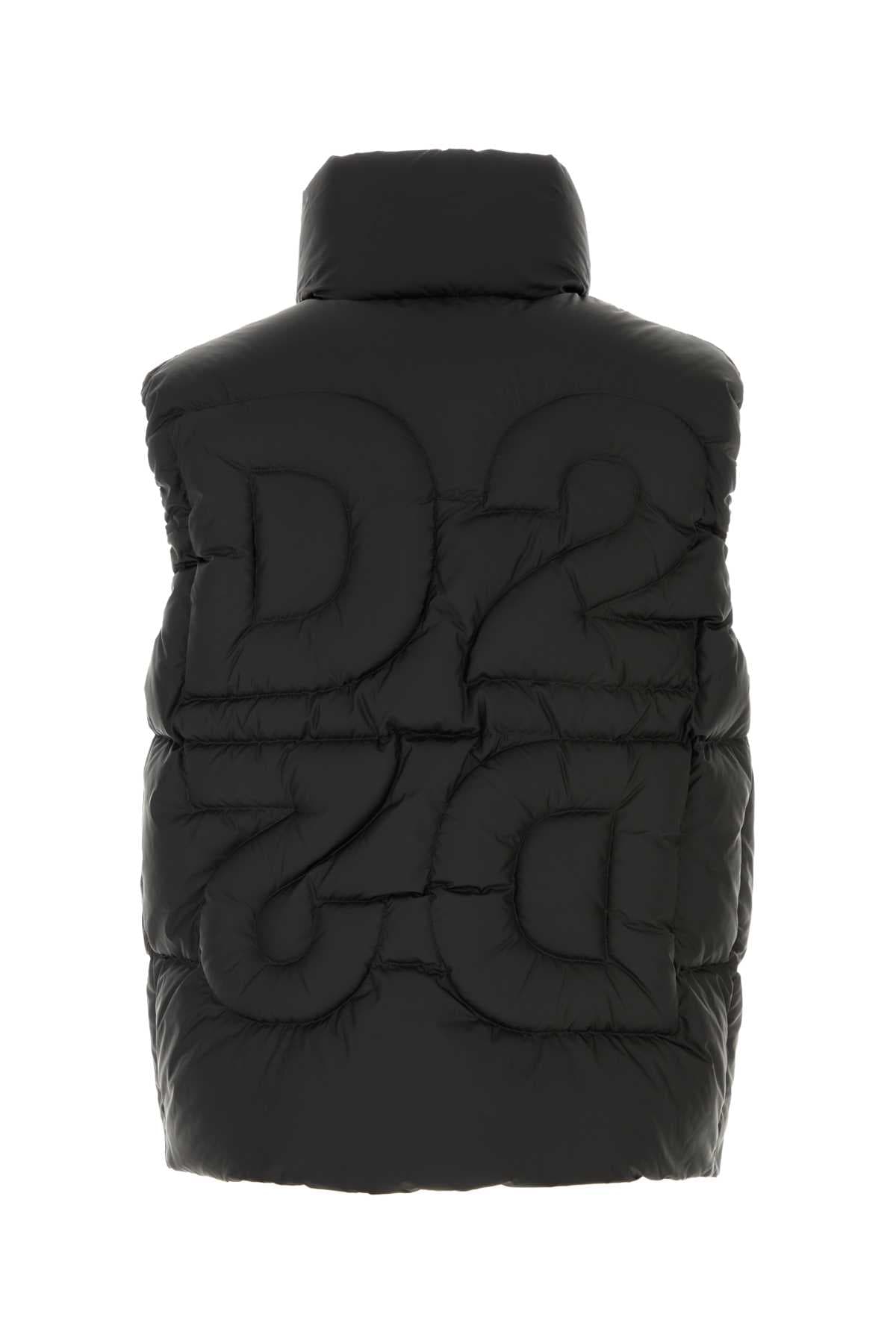 Black nylon sleeveless down jacket - мініатюра 2