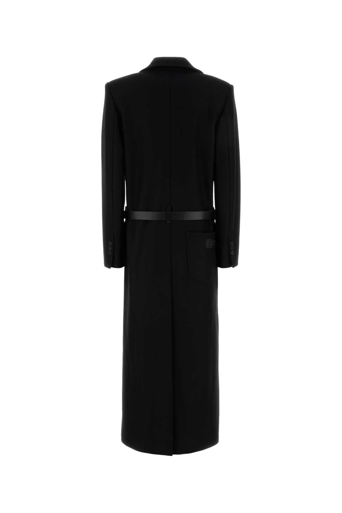 Black stretch wool blend coat - мініатюра 2