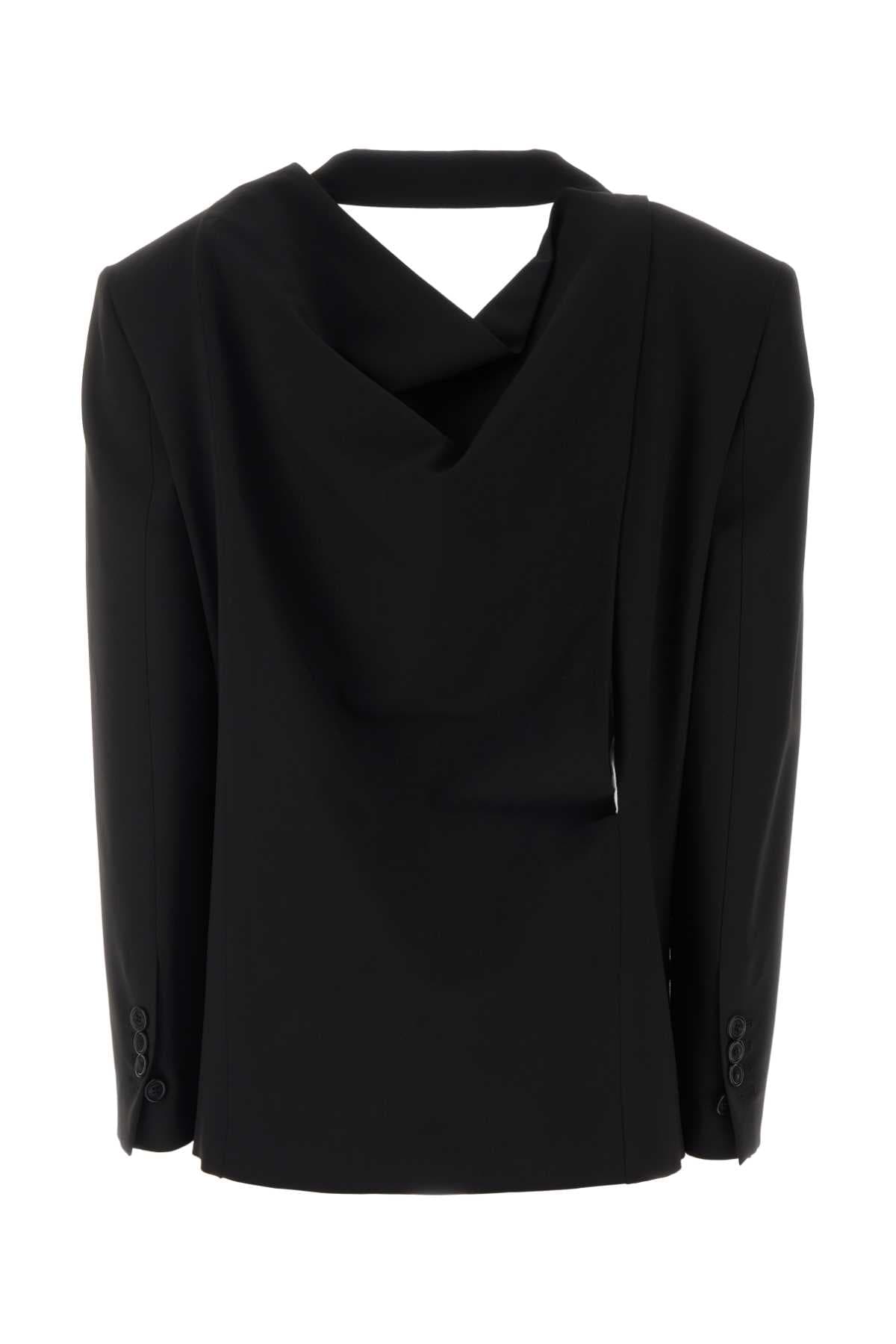 Black stretch wool blend Peek-A-Boo blazer - мініатюра 2