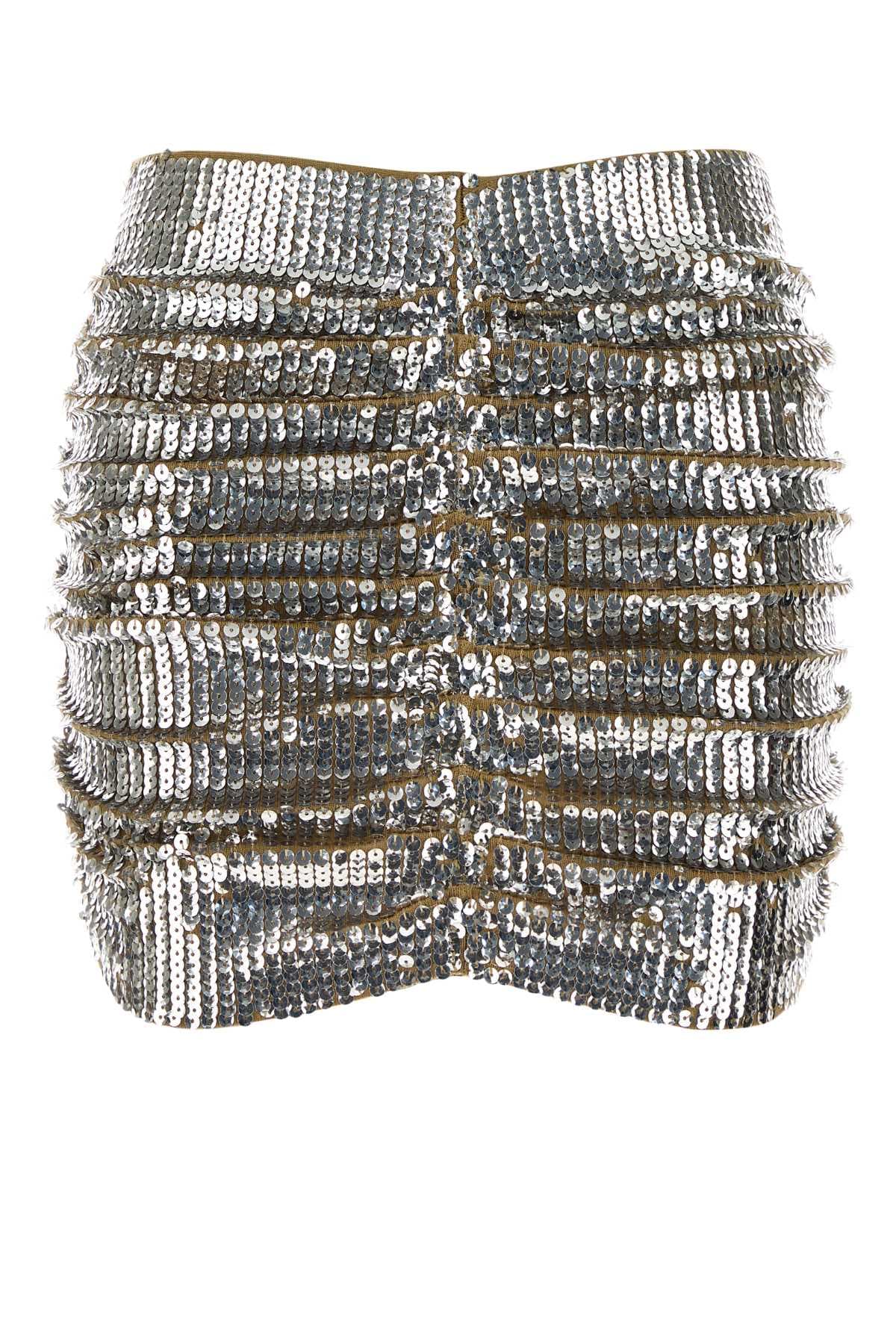 Embellished wool mini skirt