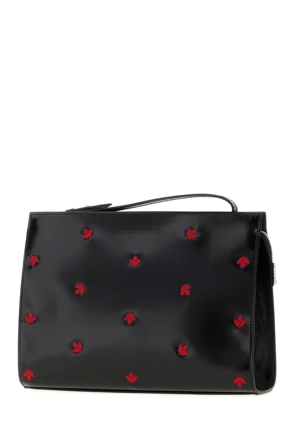 Black leather Maple Leaf clutch - мініатюра 2