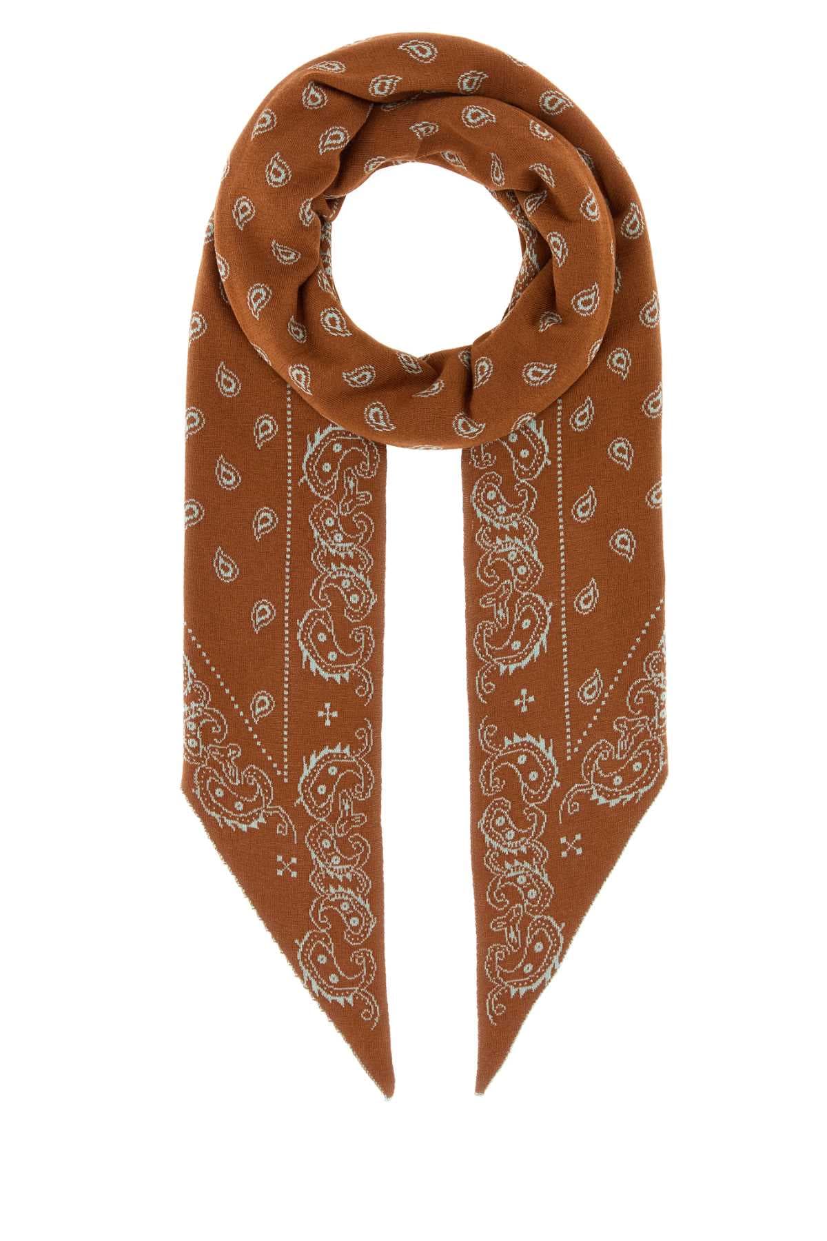 Embroidered cotton blend scarf