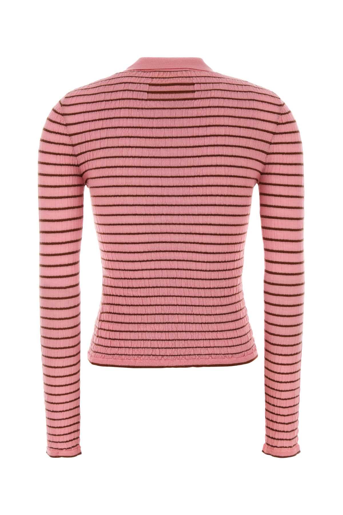 Embroidered cashmere blend Smocked polo shirt - мініатюра 2