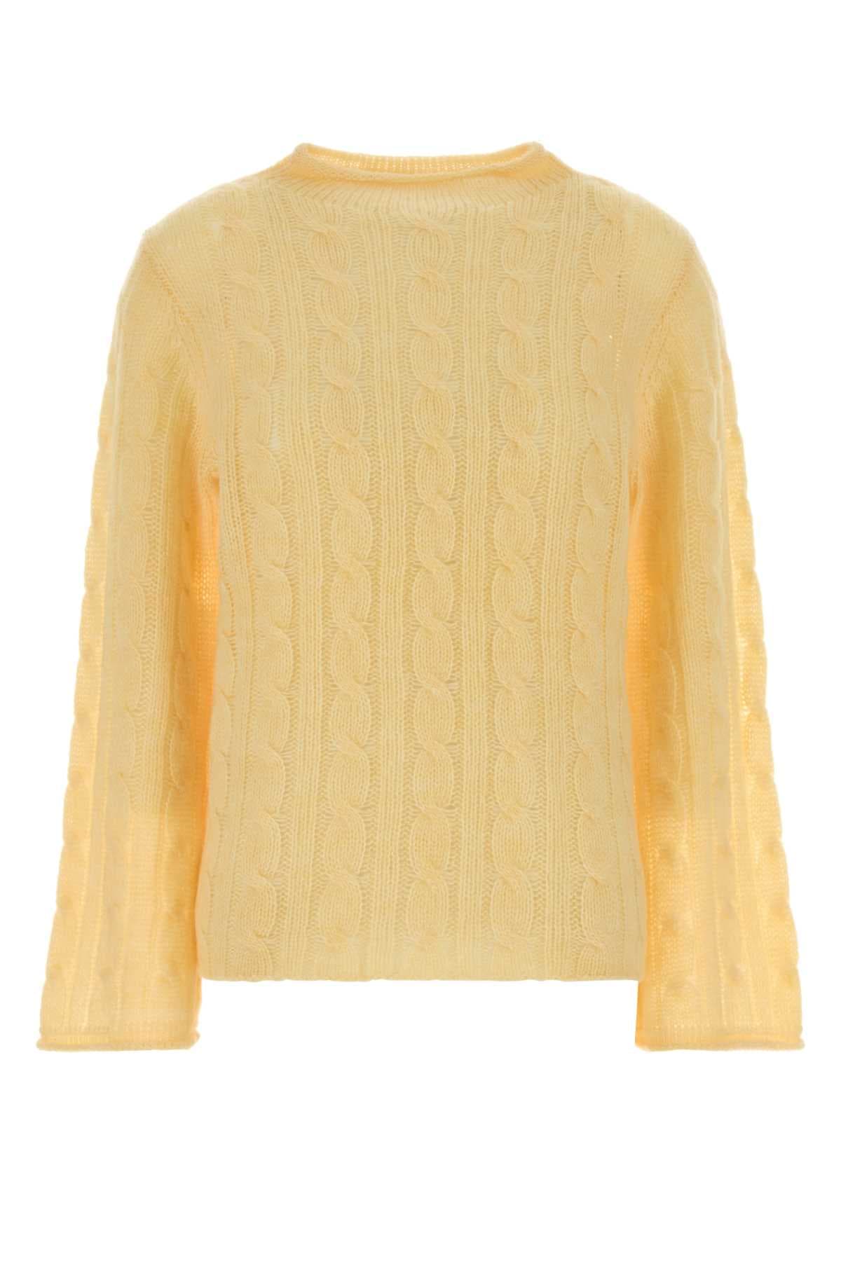 Yellow wool blend Cable sweater