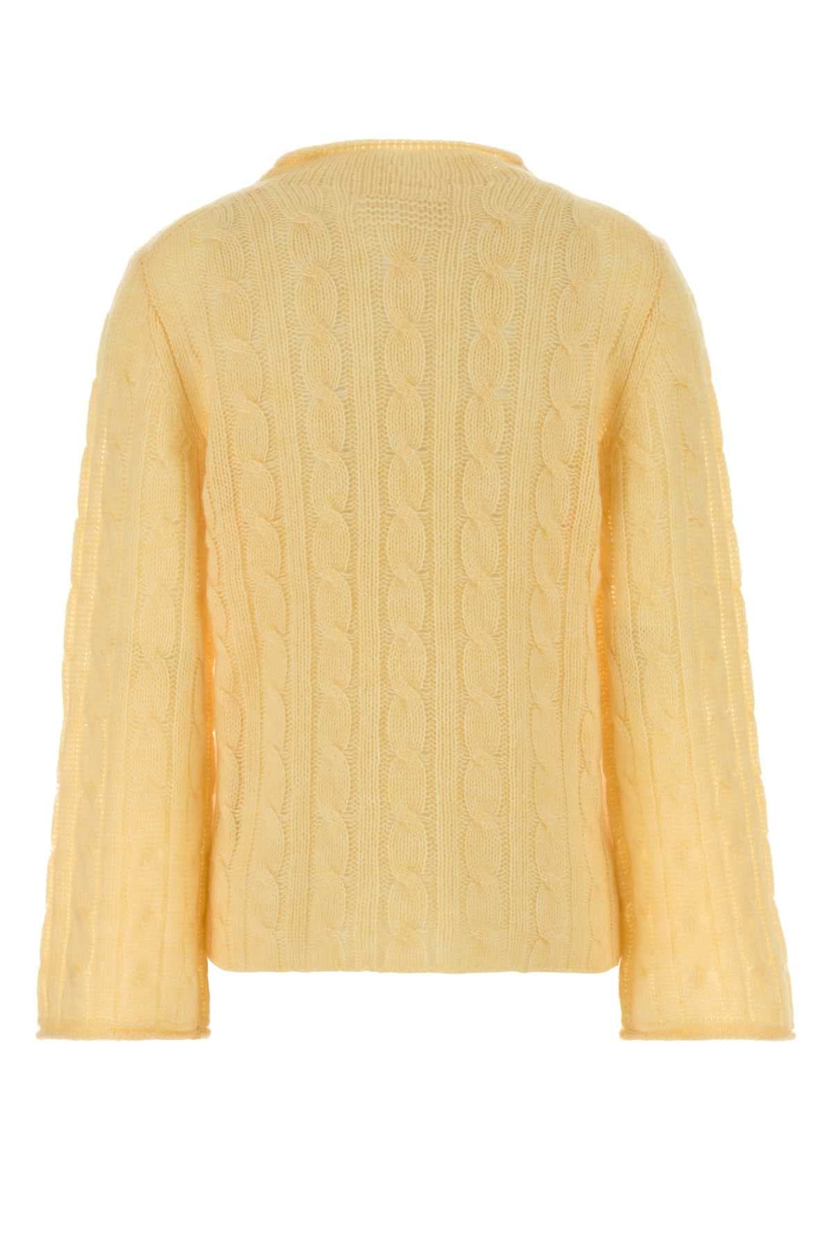 Yellow wool blend Cable sweater - мініатюра 2