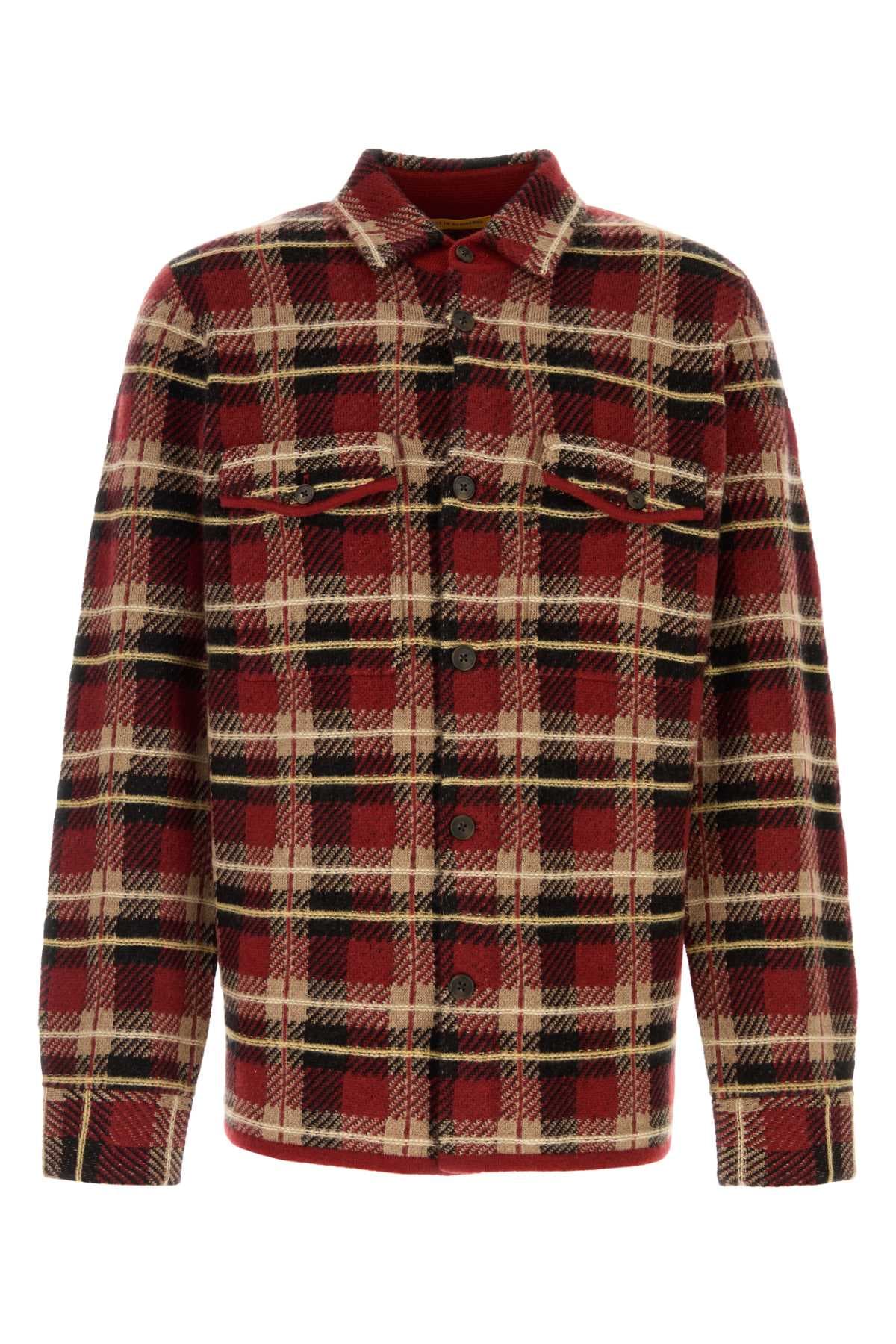 Embroidered cashmere Plaid shirt
