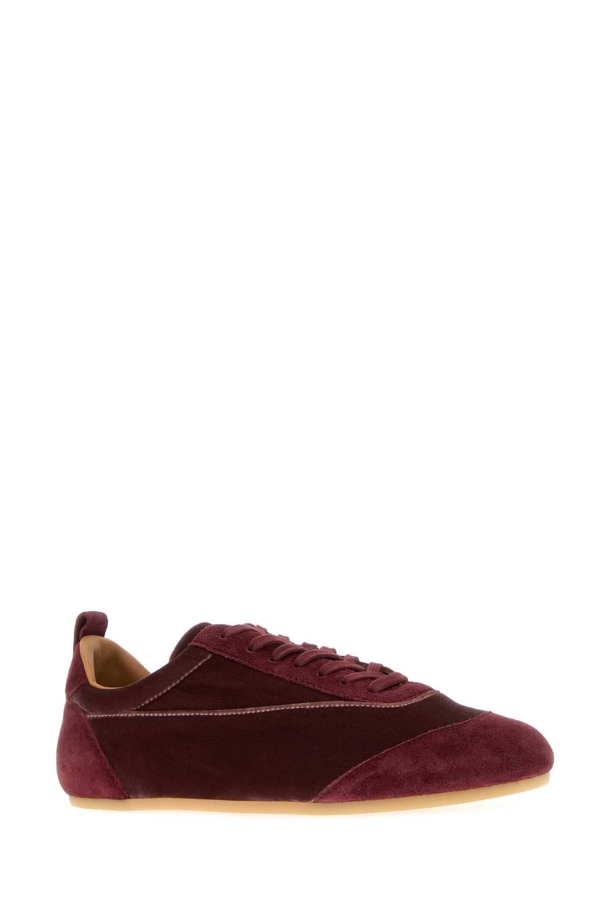 Tyrian purple velvet and suede Etage sneakers - мініатюра 2