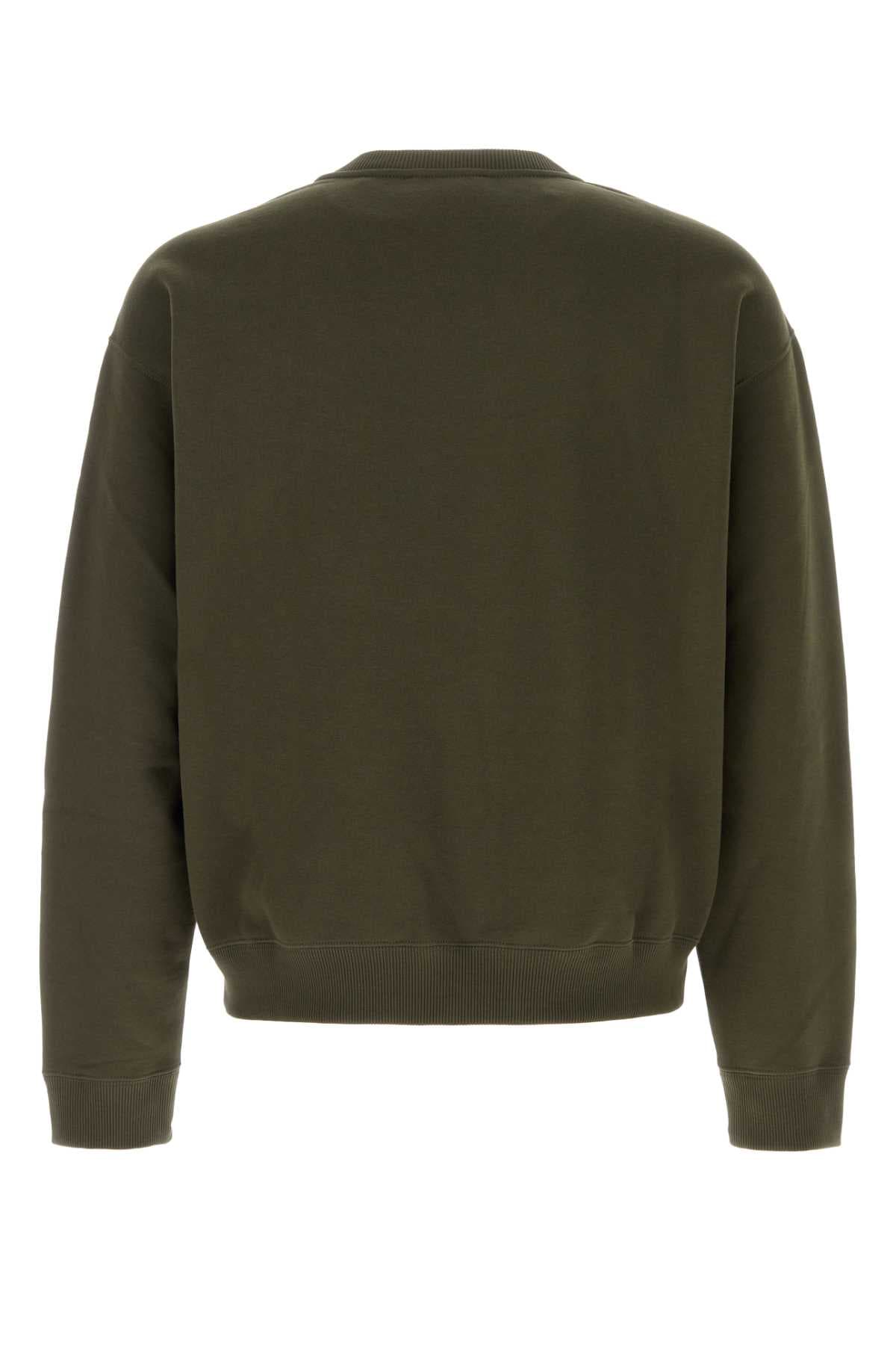 Olive green cotton sweatshirt - мініатюра 2