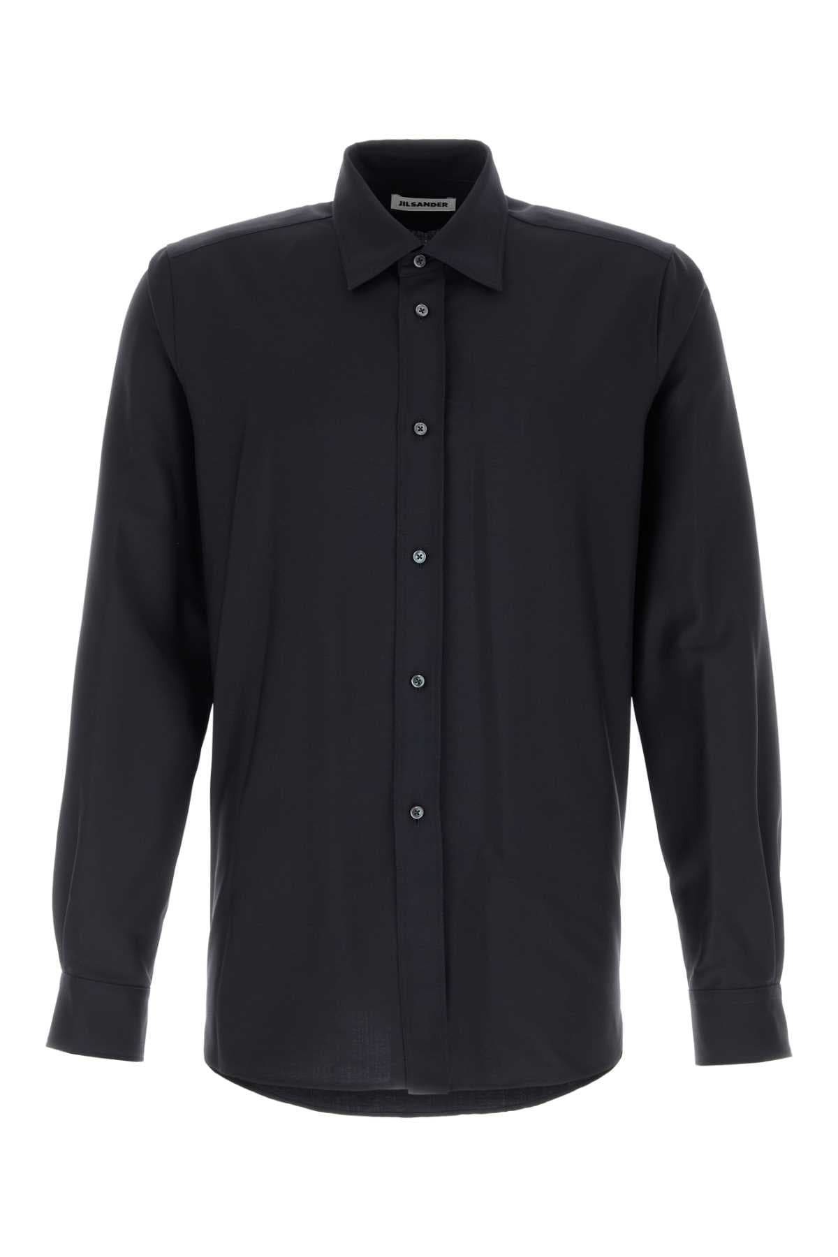 Midnight blue wool blend shirt