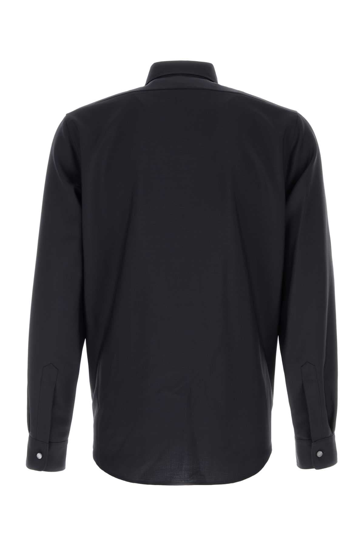 Midnight blue wool blend shirt - мініатюра 2