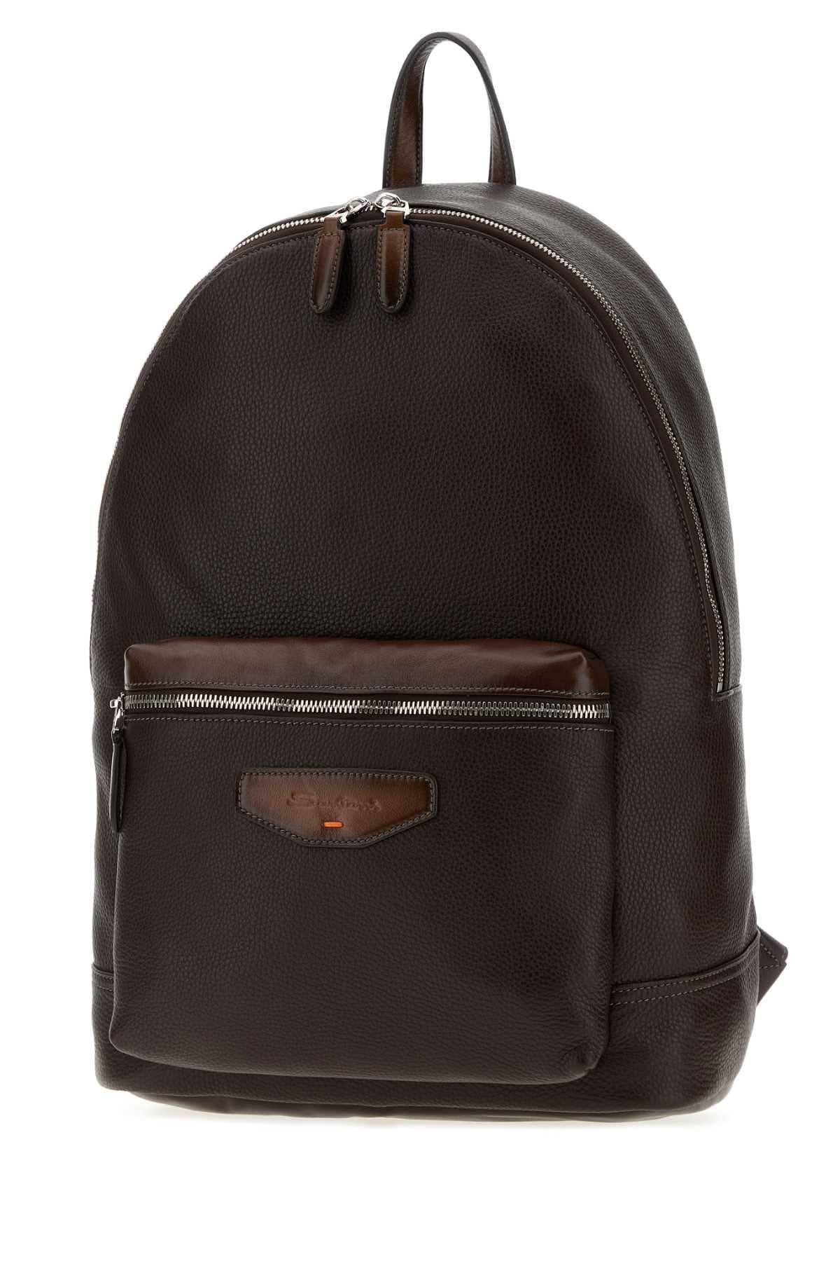Dark brown leather backpack - мініатюра 2