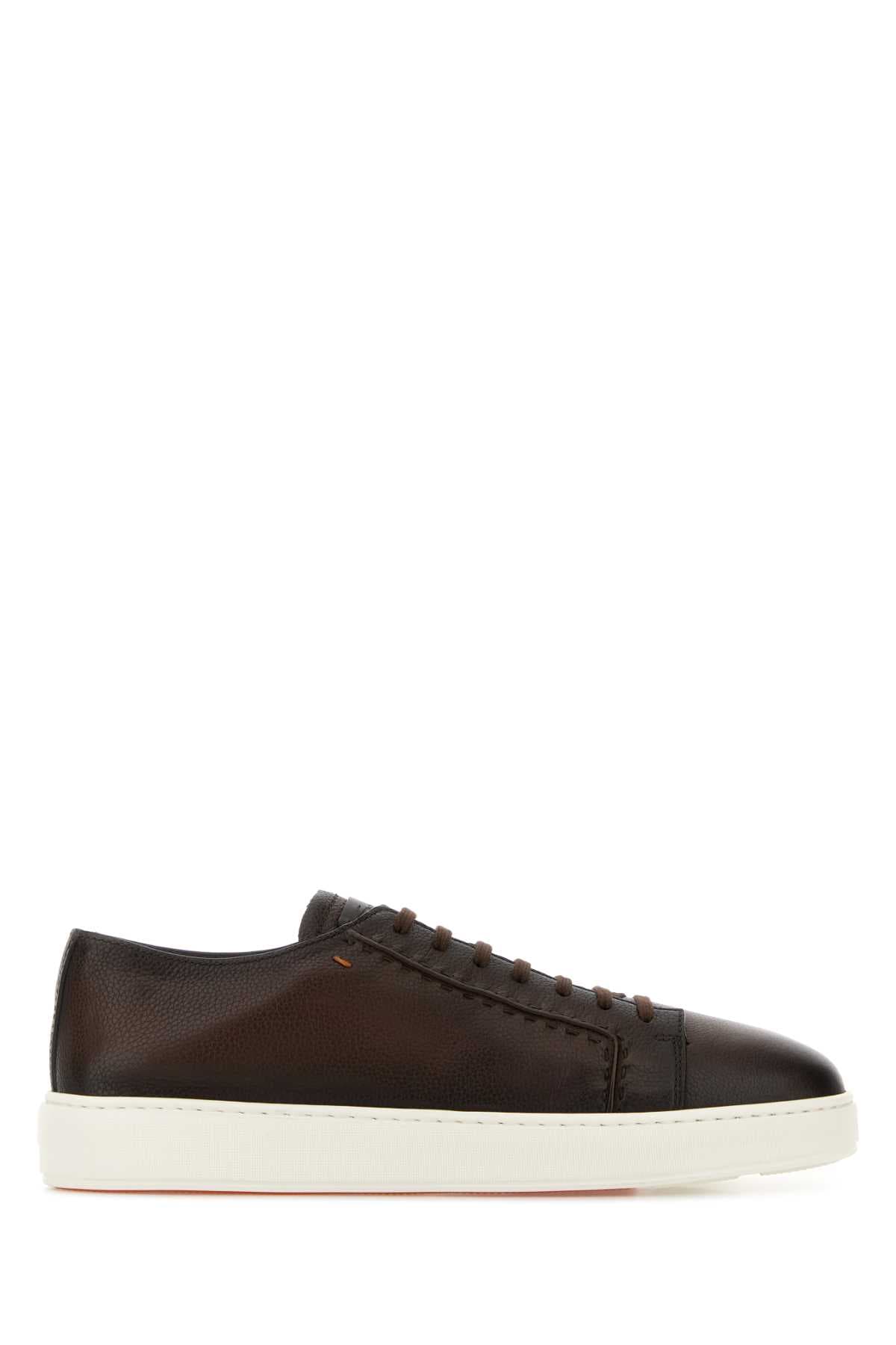 Dark brown leather sneakers