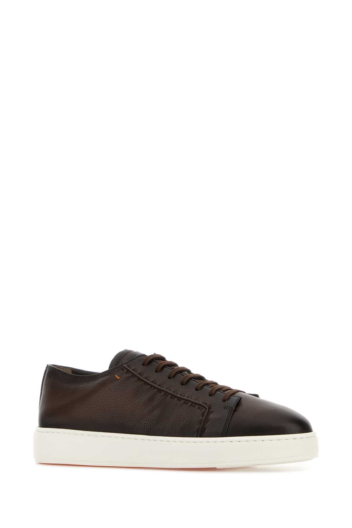 Dark brown leather sneakers - мініатюра 2
