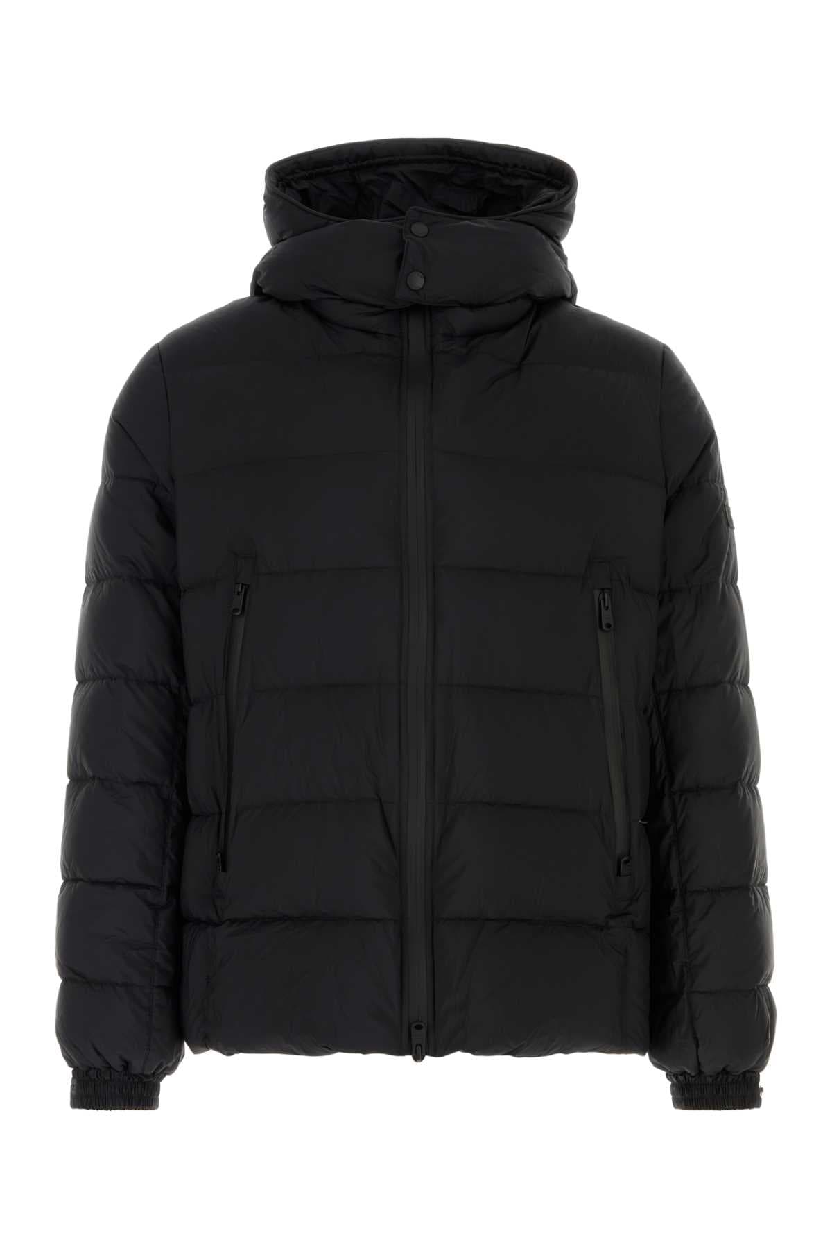 Black nylon down jacket