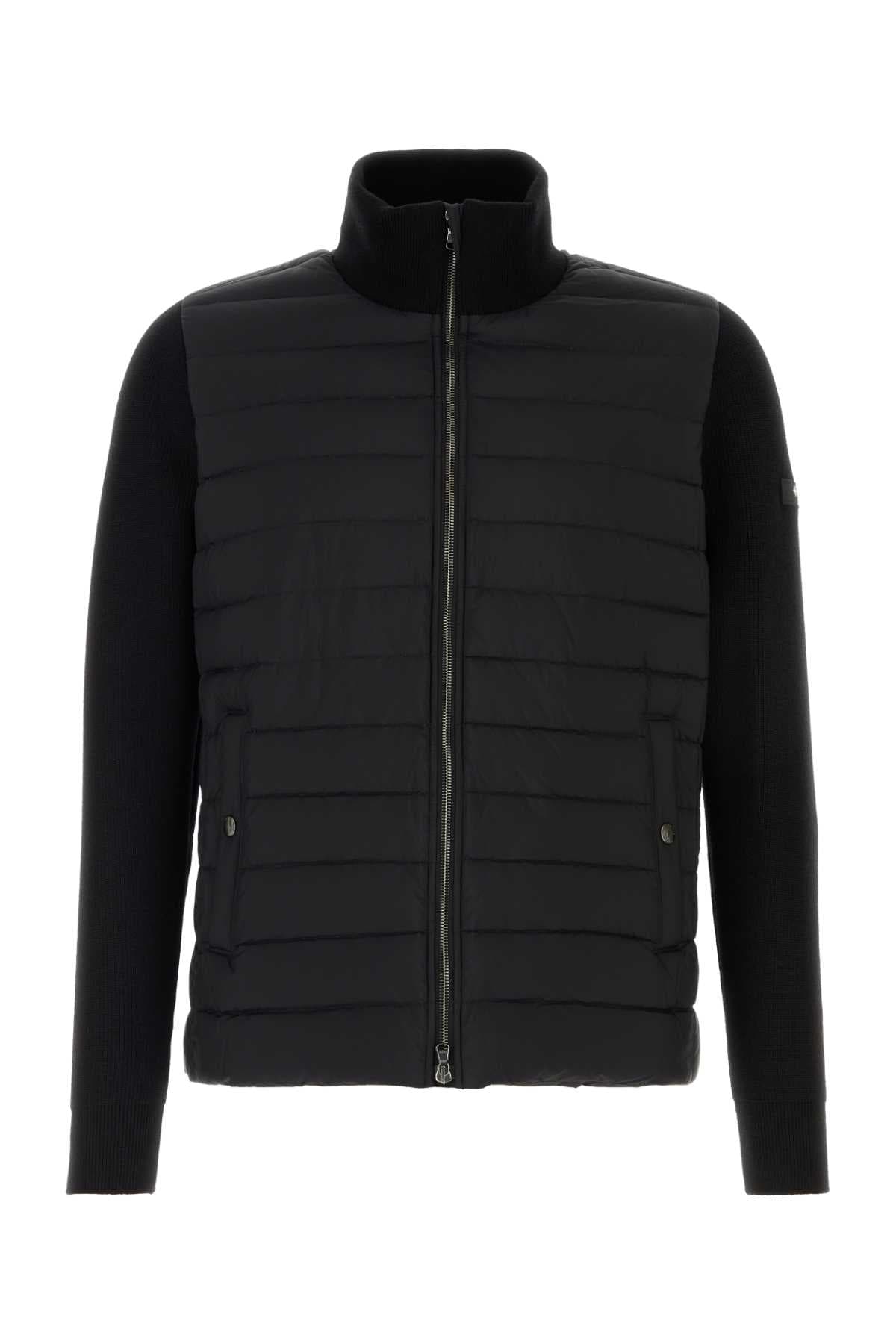 Black nylon down jacket