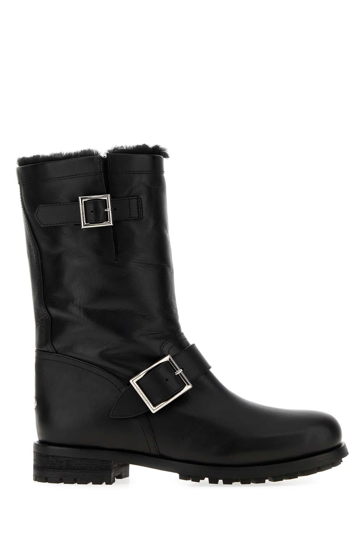 Black leather Biker boots