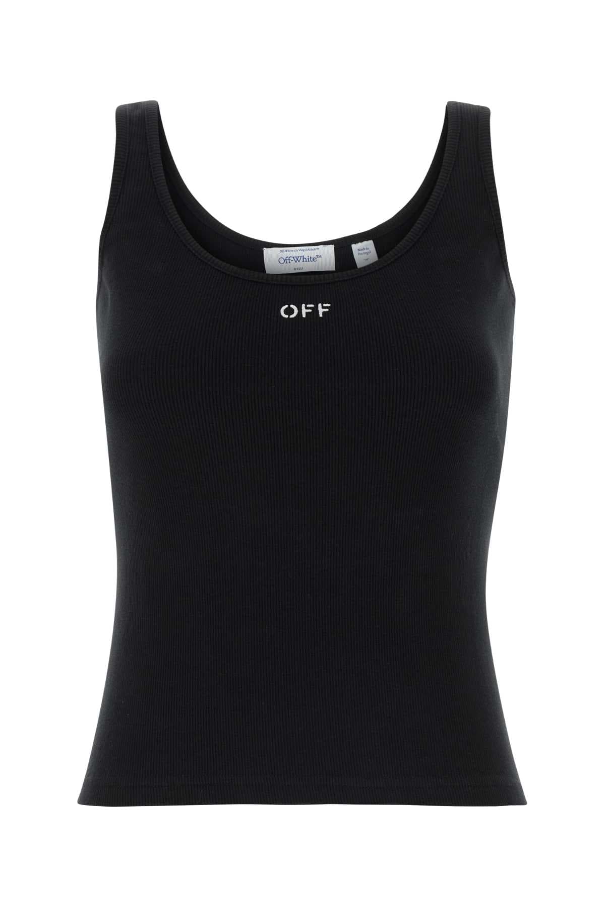 Black stretch cotton tank top