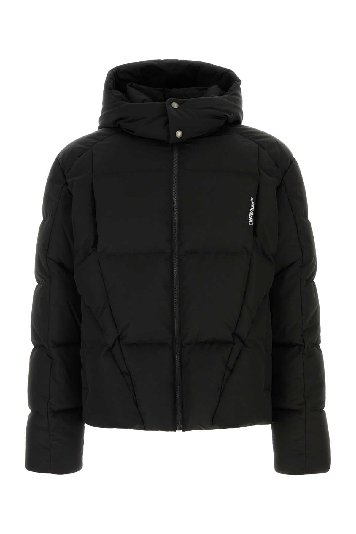Black nylon blend padded jacket