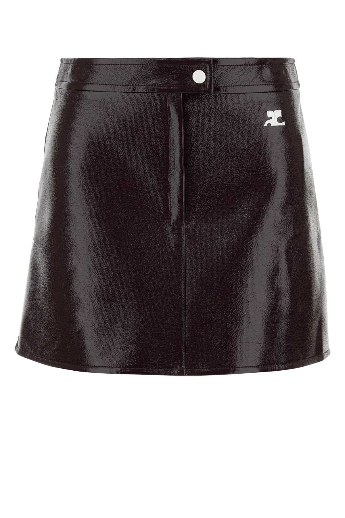 Aubergine vinyl mini skirt