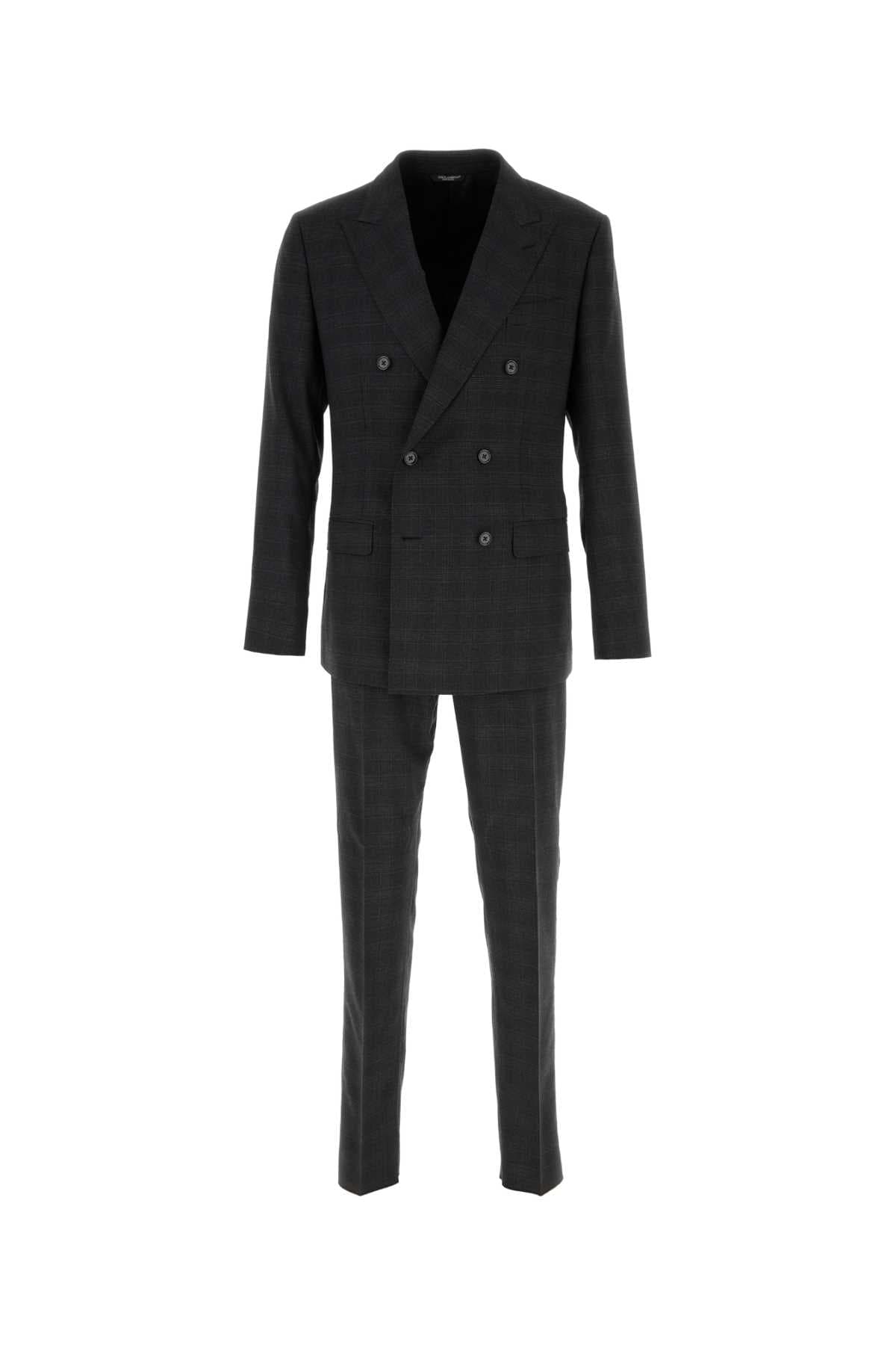 Embroidered stretch wool blend suit