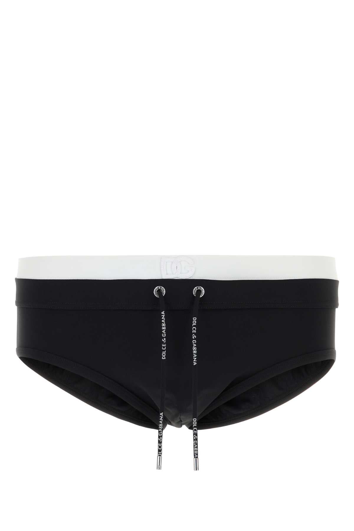Black stretch nylon swimming brief