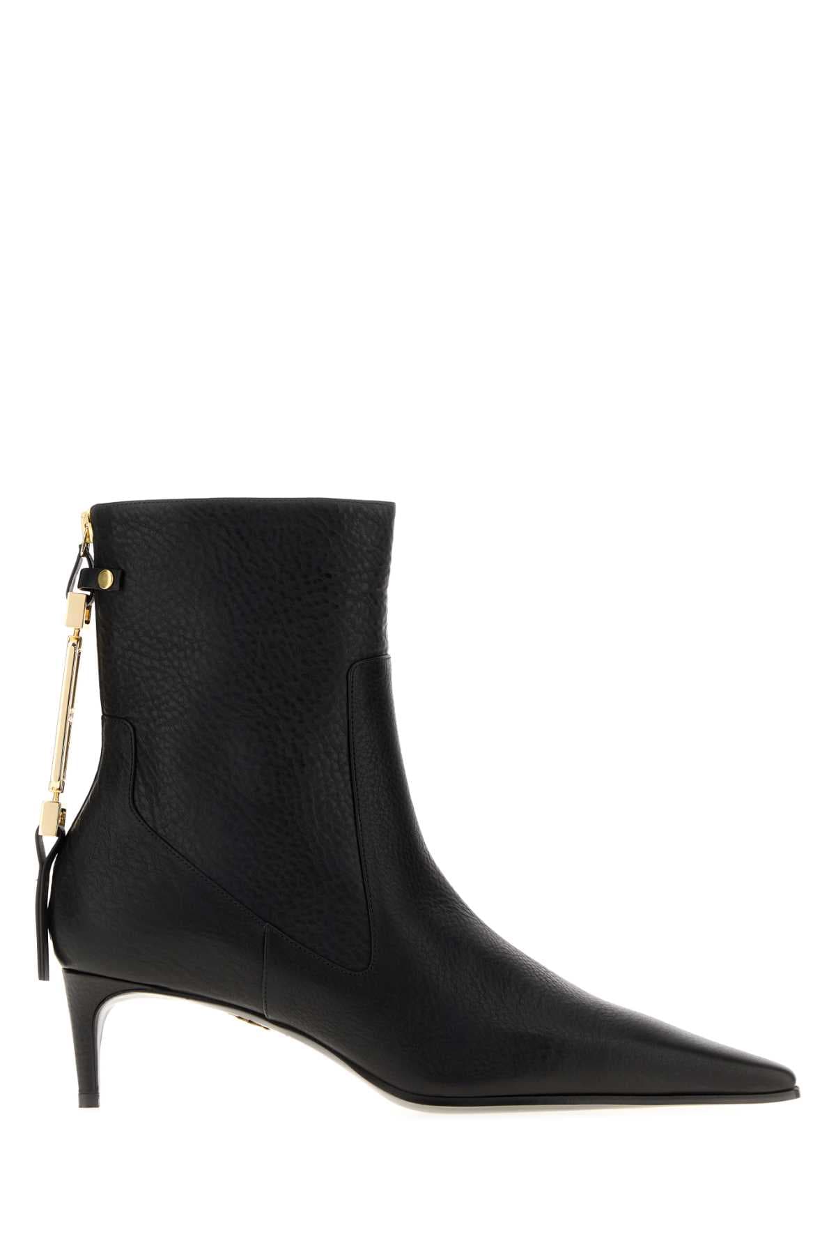 Black leather ankle boots