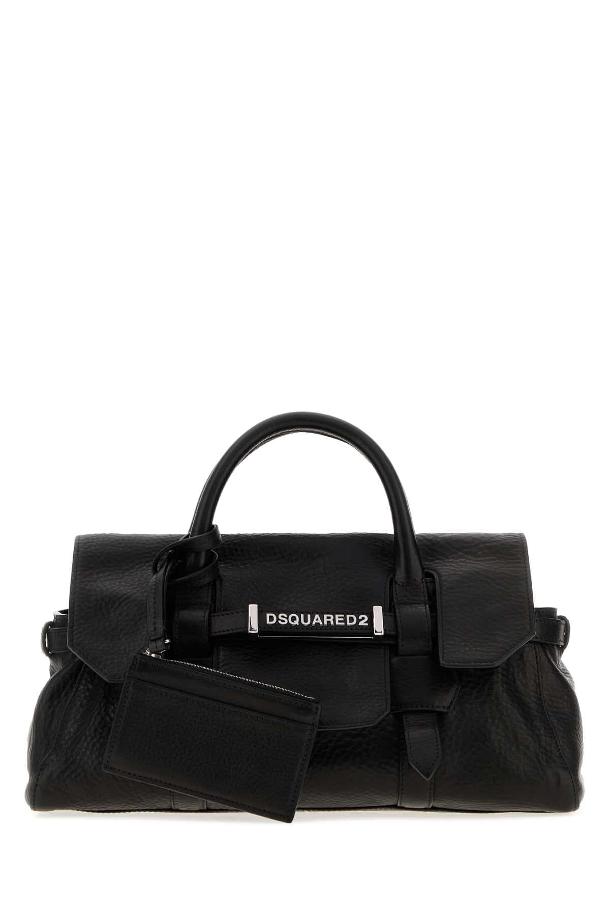 Black leather handbag