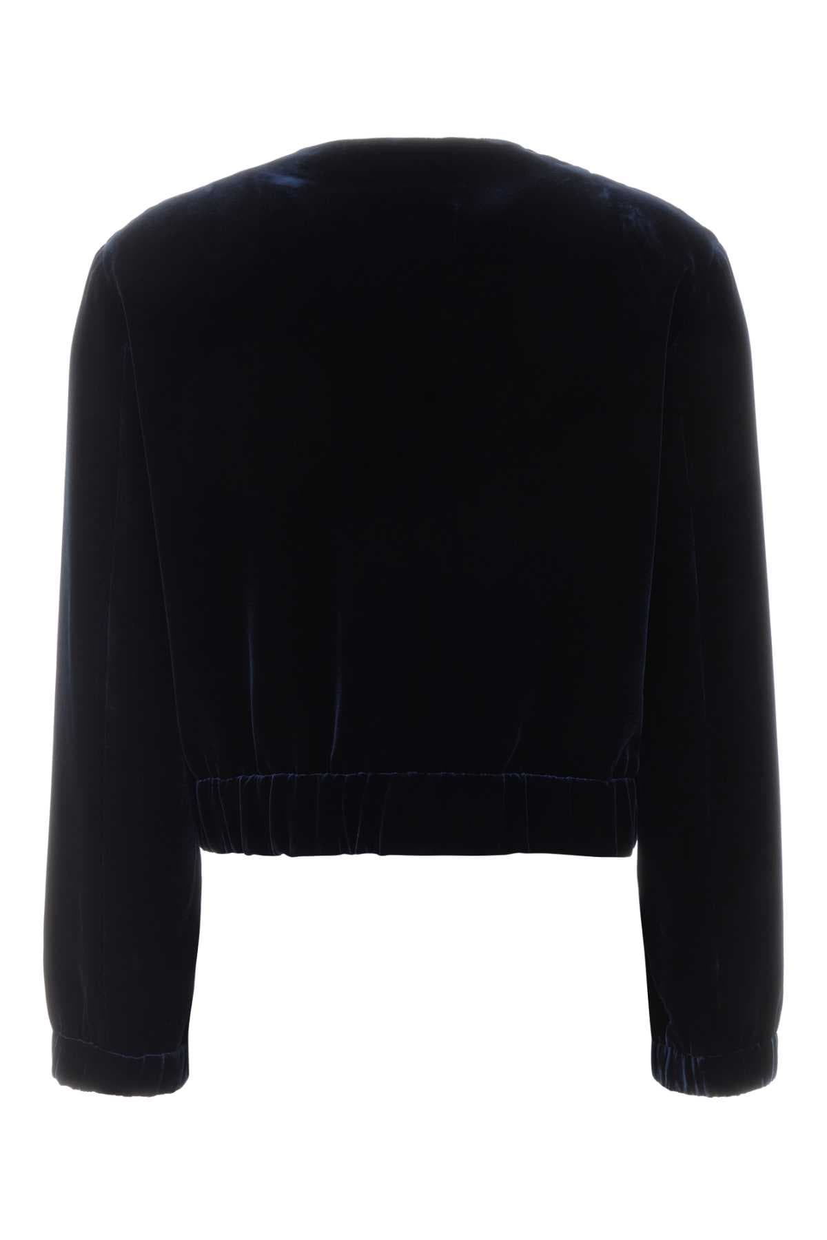 Dark blue velvet jacket - мініатюра 2