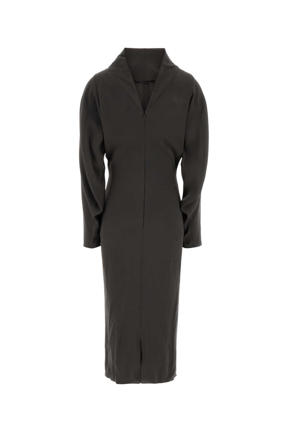 Dark grey stretch crepe dress - мініатюра 2