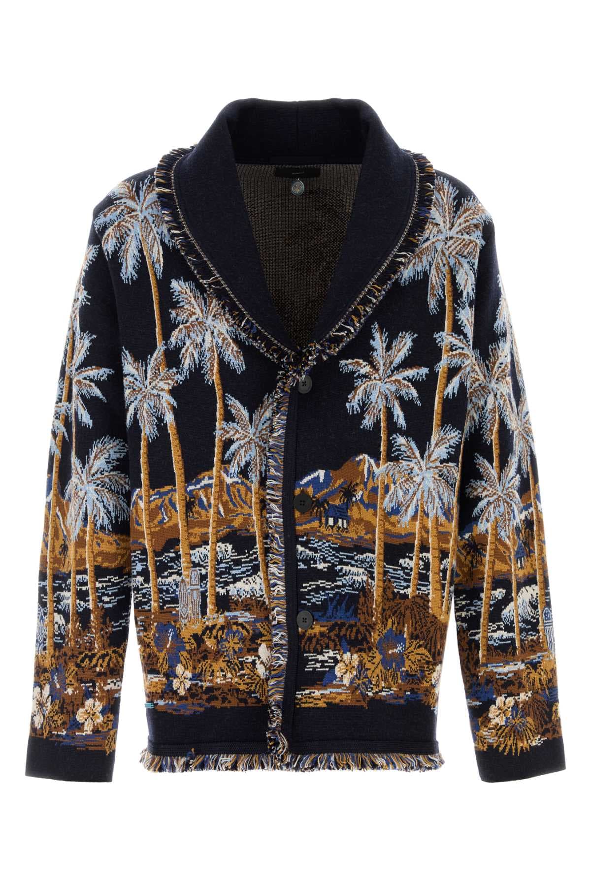 Embroidered wool blend Diamond Head cardigan