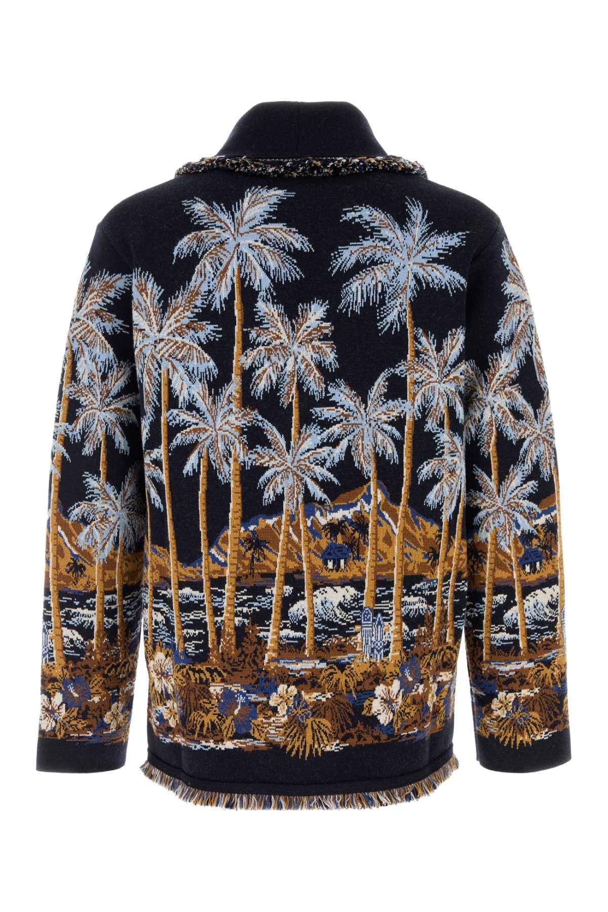 Embroidered wool blend Diamond Head cardigan - мініатюра 2