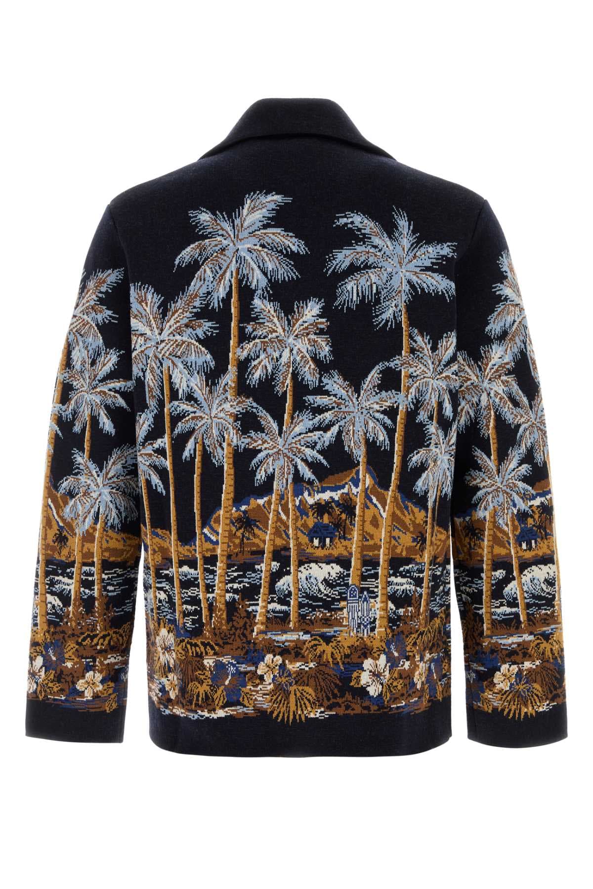 Embroidered wool blend Diamond Head cardigan - мініатюра 2