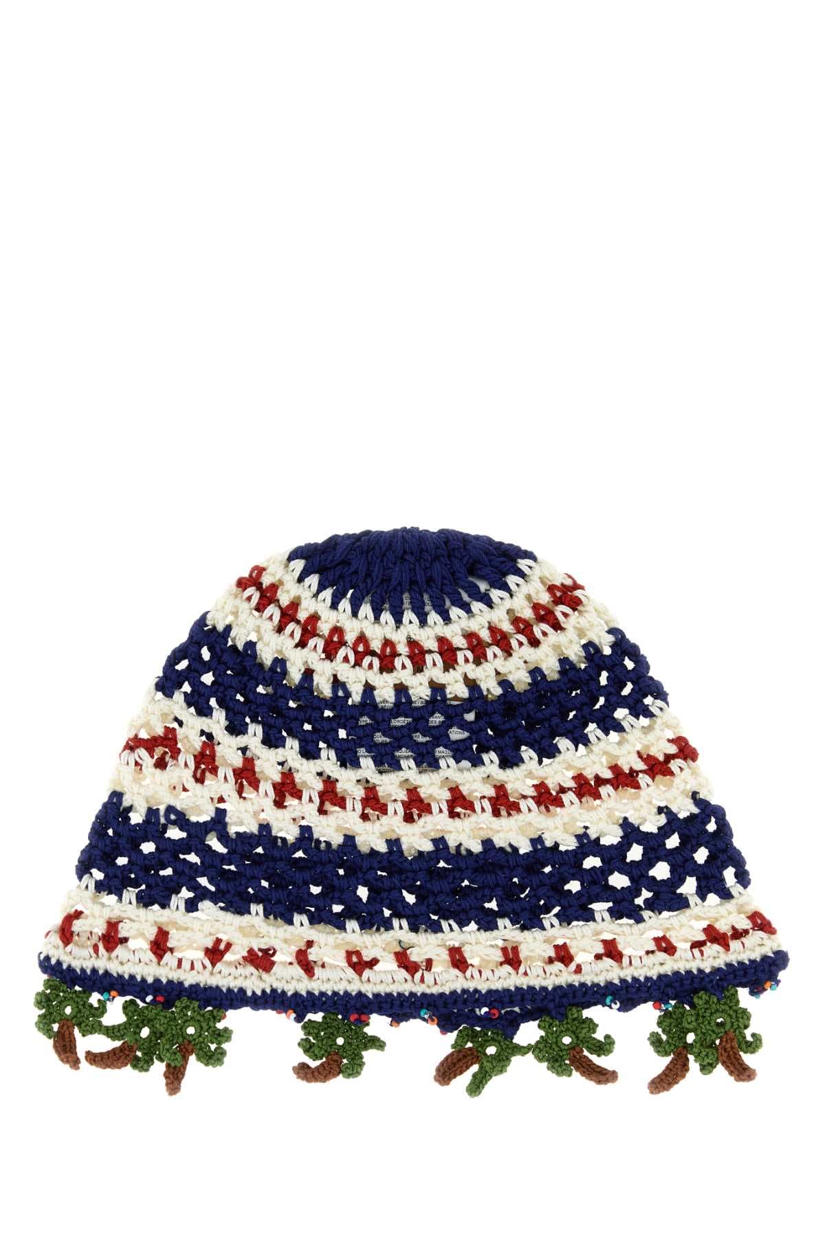 Embroidered crochet beanie hat