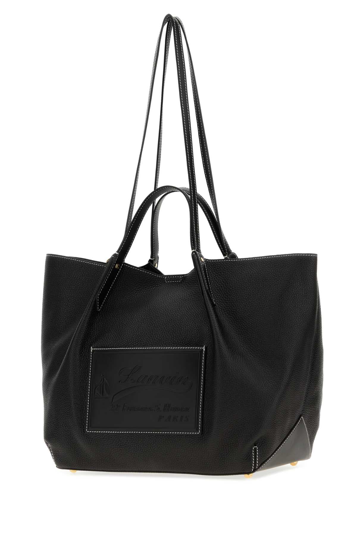 Black leather shopping bag - мініатюра 2