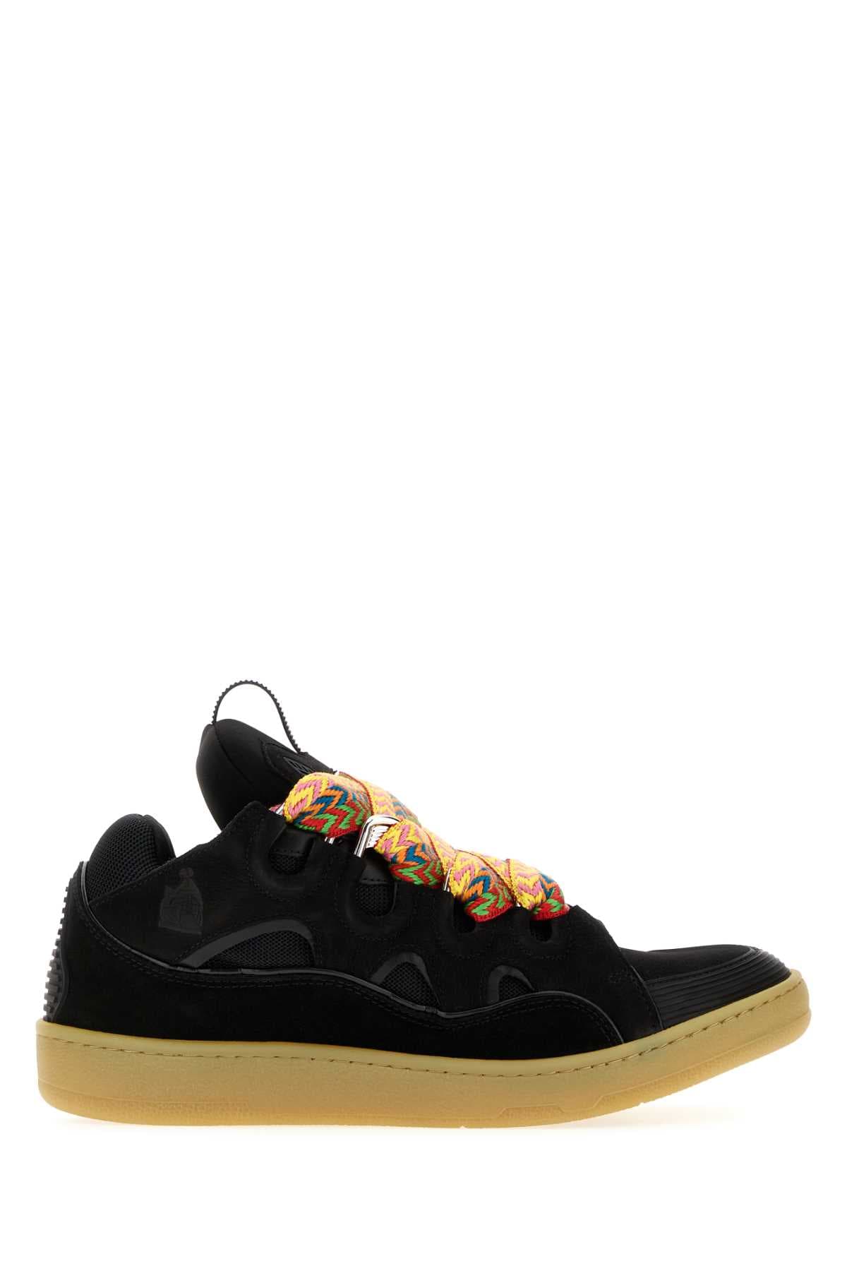 Black leather and fabric Curb sneakers