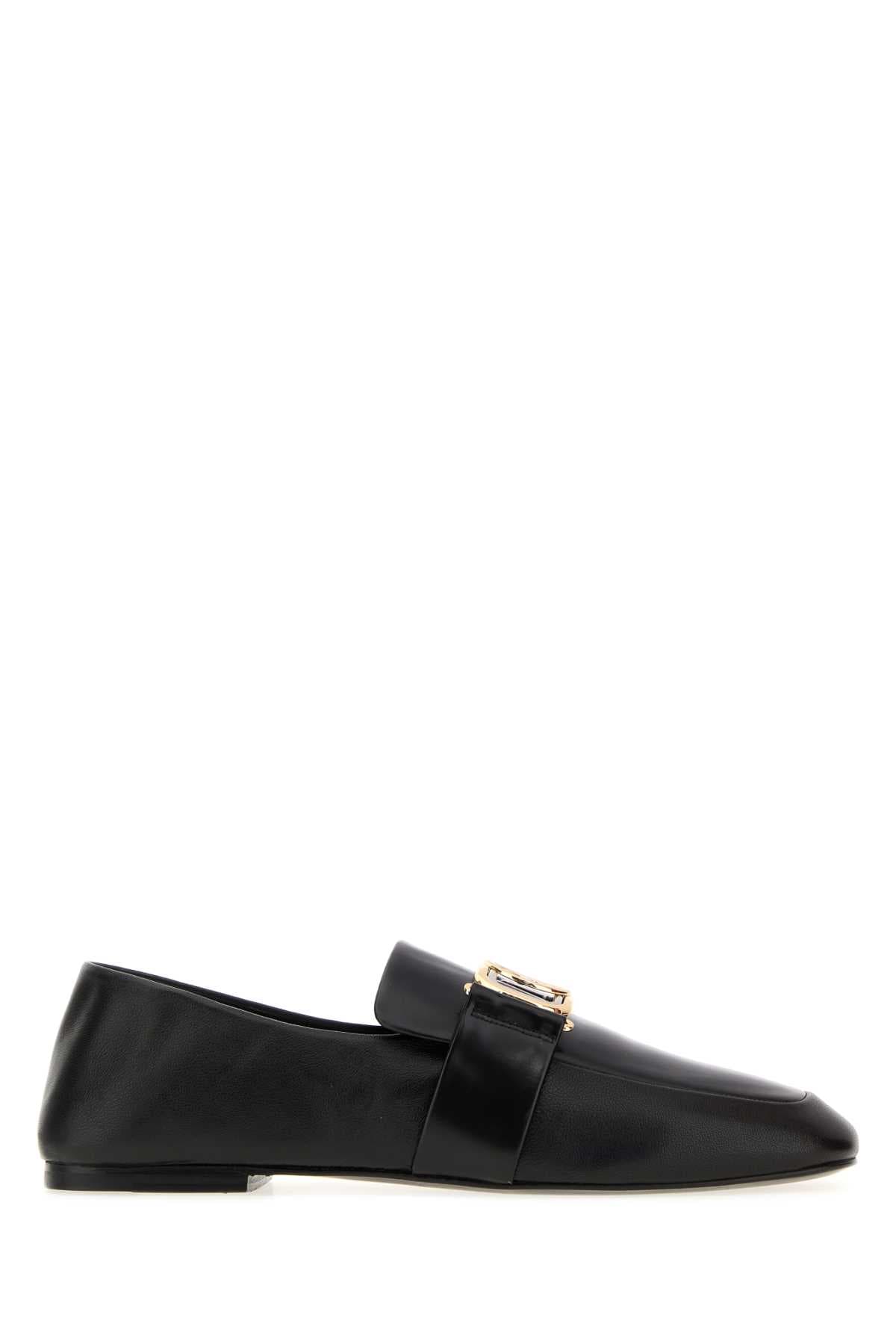 Black leather loafers